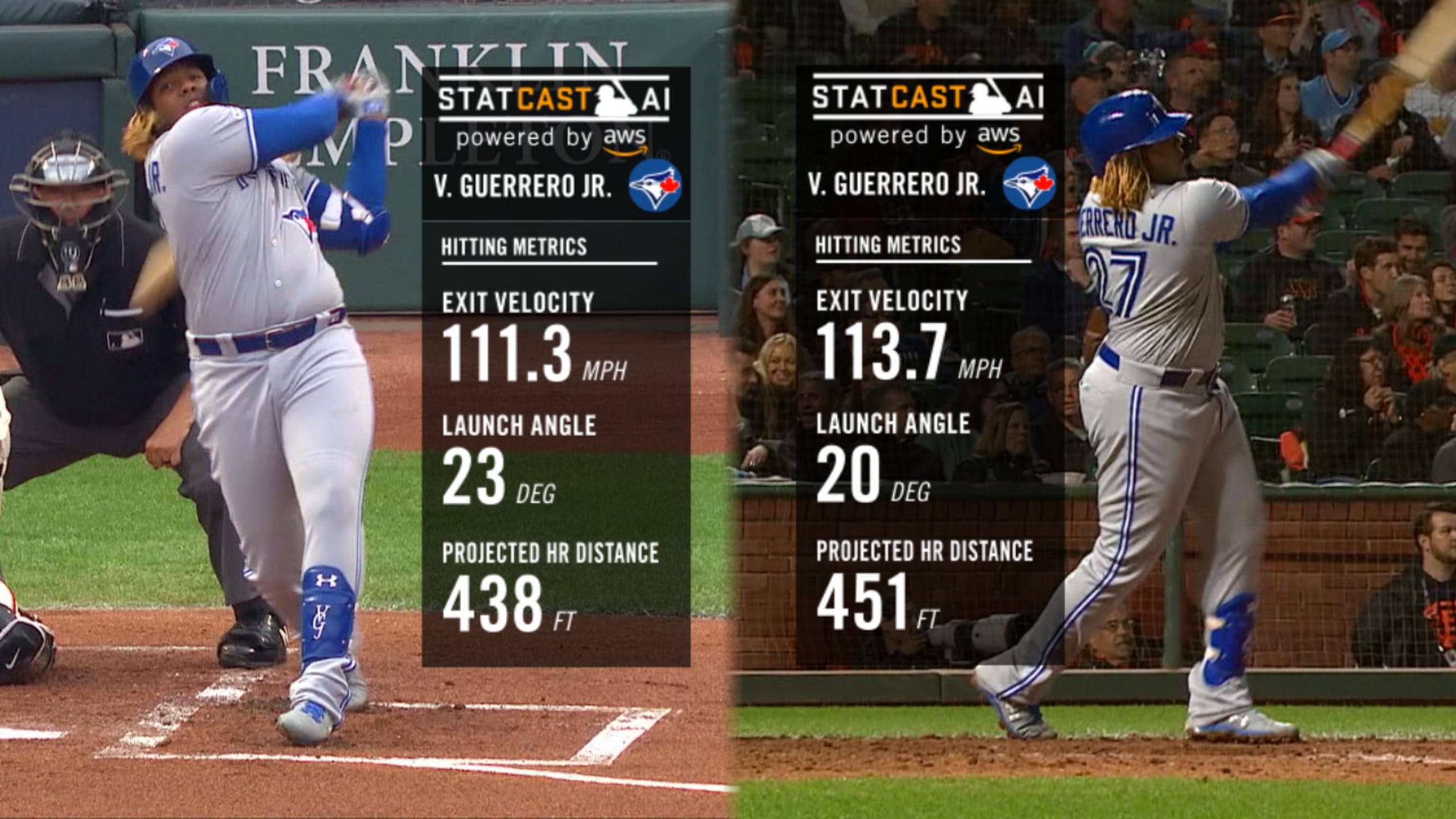 Vladimir Guerrero Jr. hit his first two home runs and they were bombs