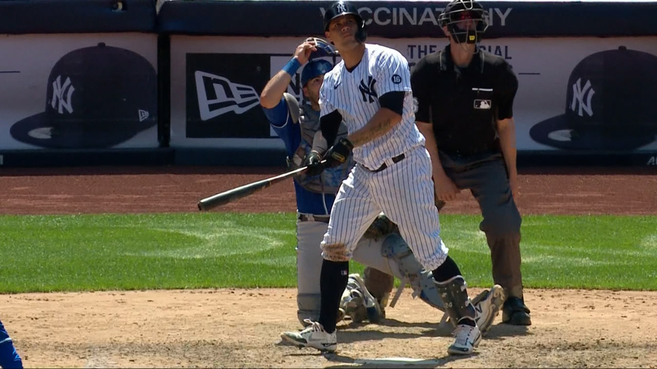 New York Yankees Gary Sanchez hits a three-run home run during the