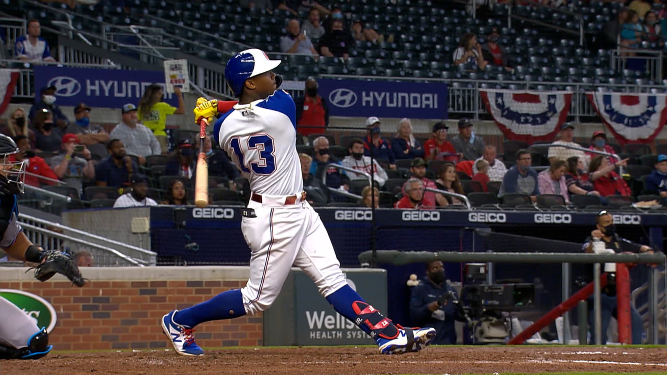 Ronald Acuña Jr. Huge Bat Flip After HomeRun vs Miami Marlins 