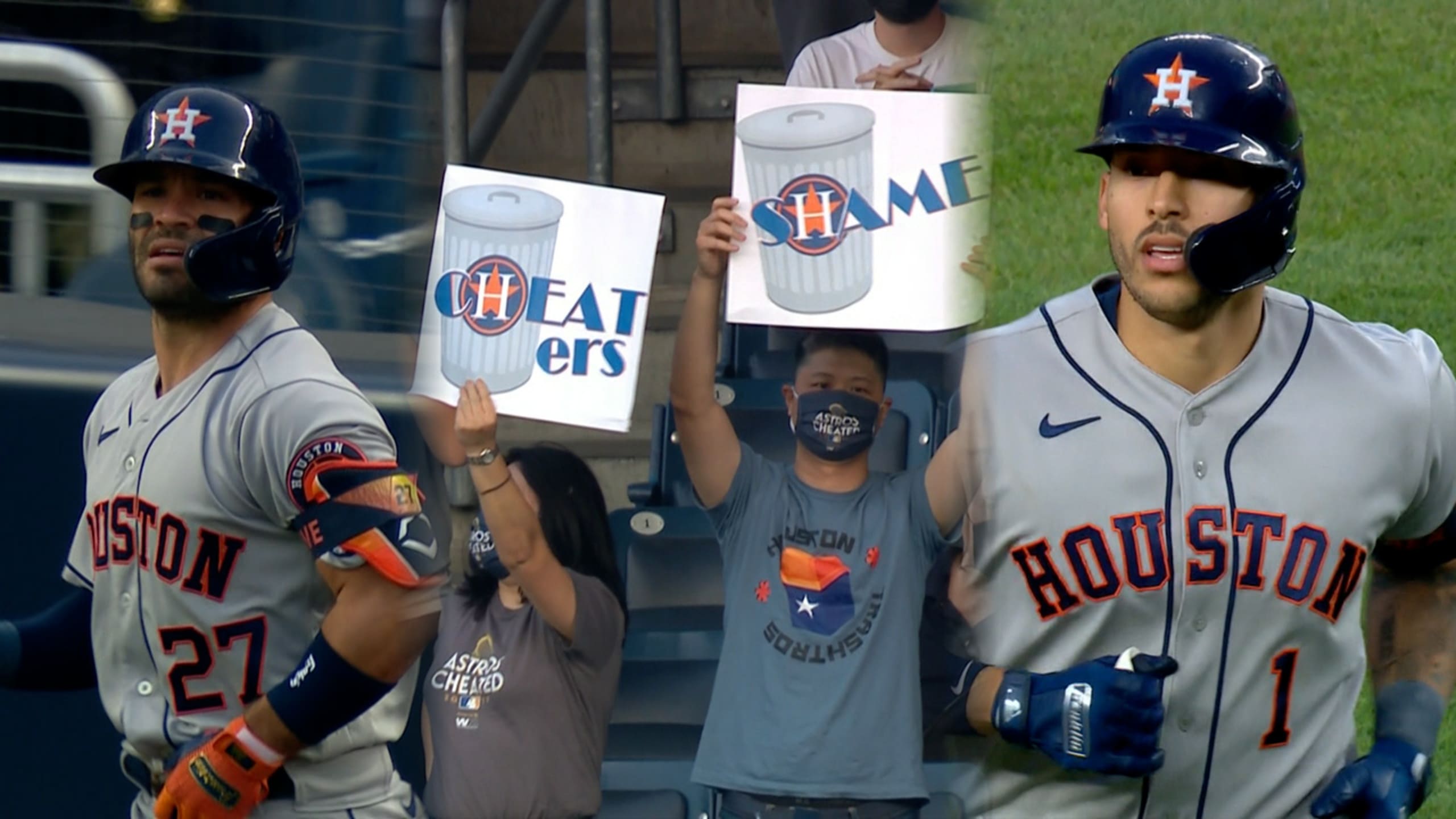 Fan wears 'Cheaters 17' Houston Astros jersey to ALCS Game 3