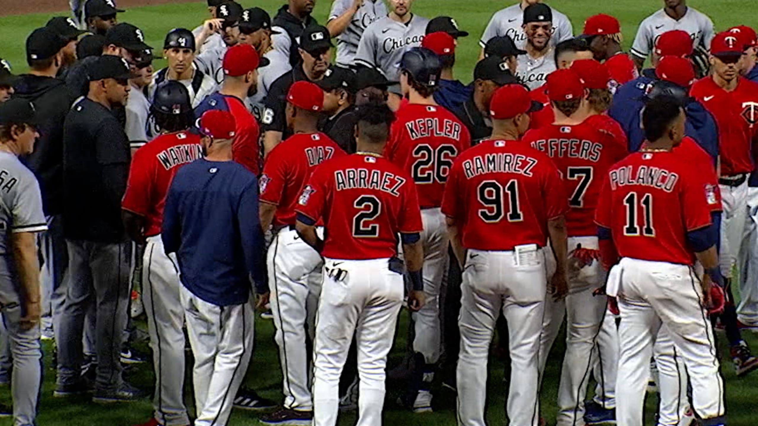 Benches clear after final out