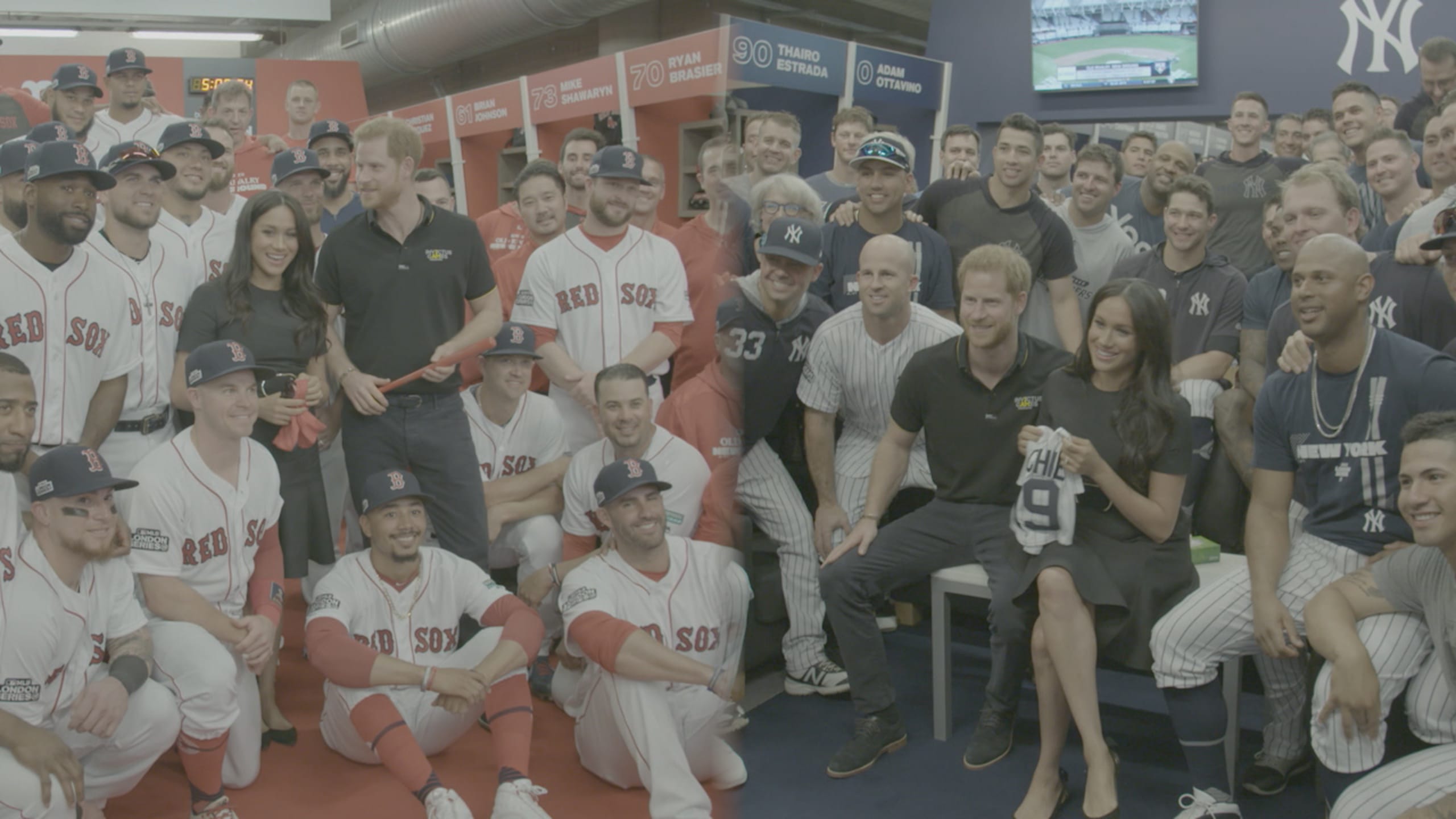 Meghan Harry Yankees Locker Room Archie Uniform London Series June 29 2019  via NYY