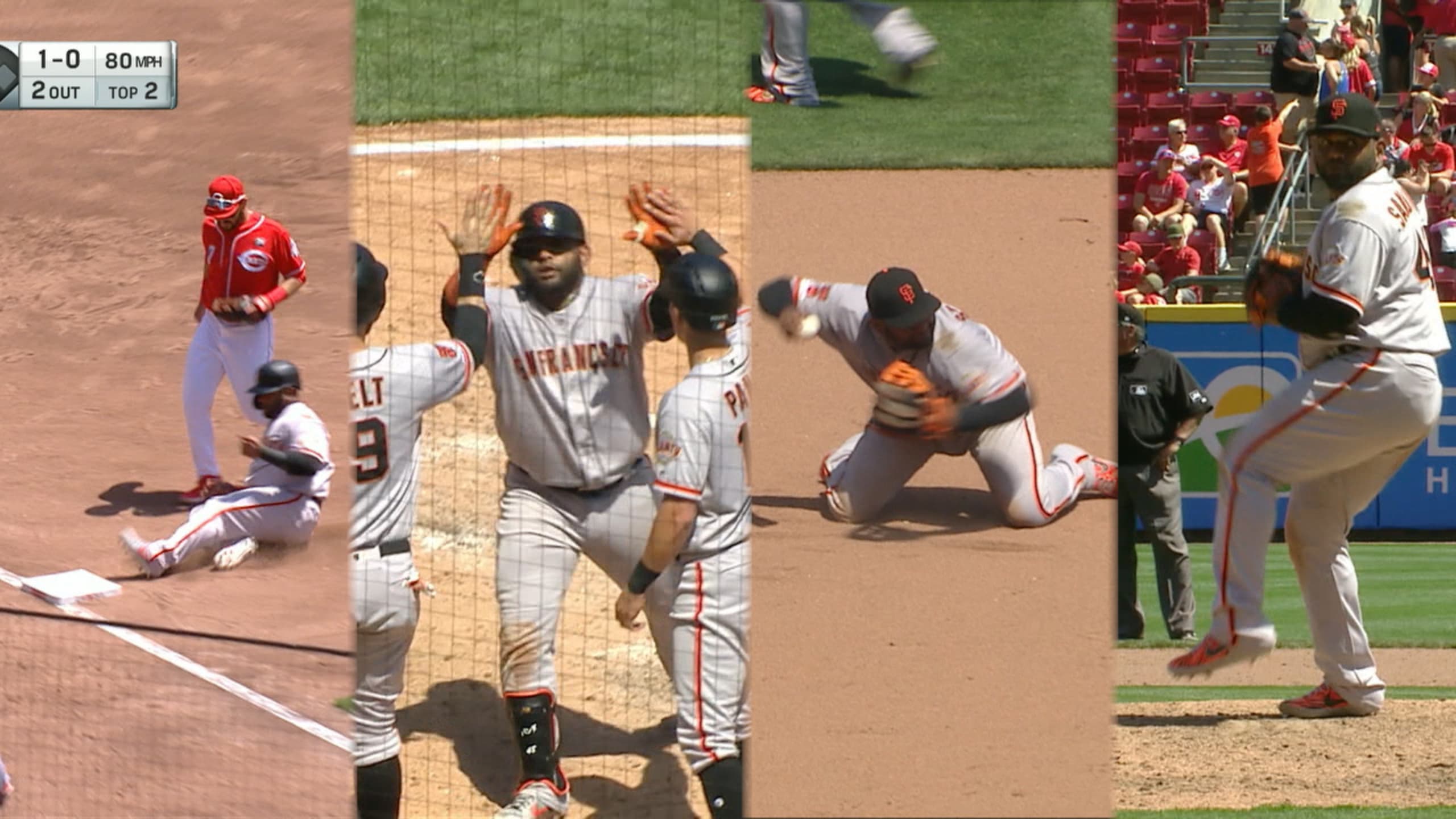 Sandoval pitches the ninth and Law scores a run in Giants blowout