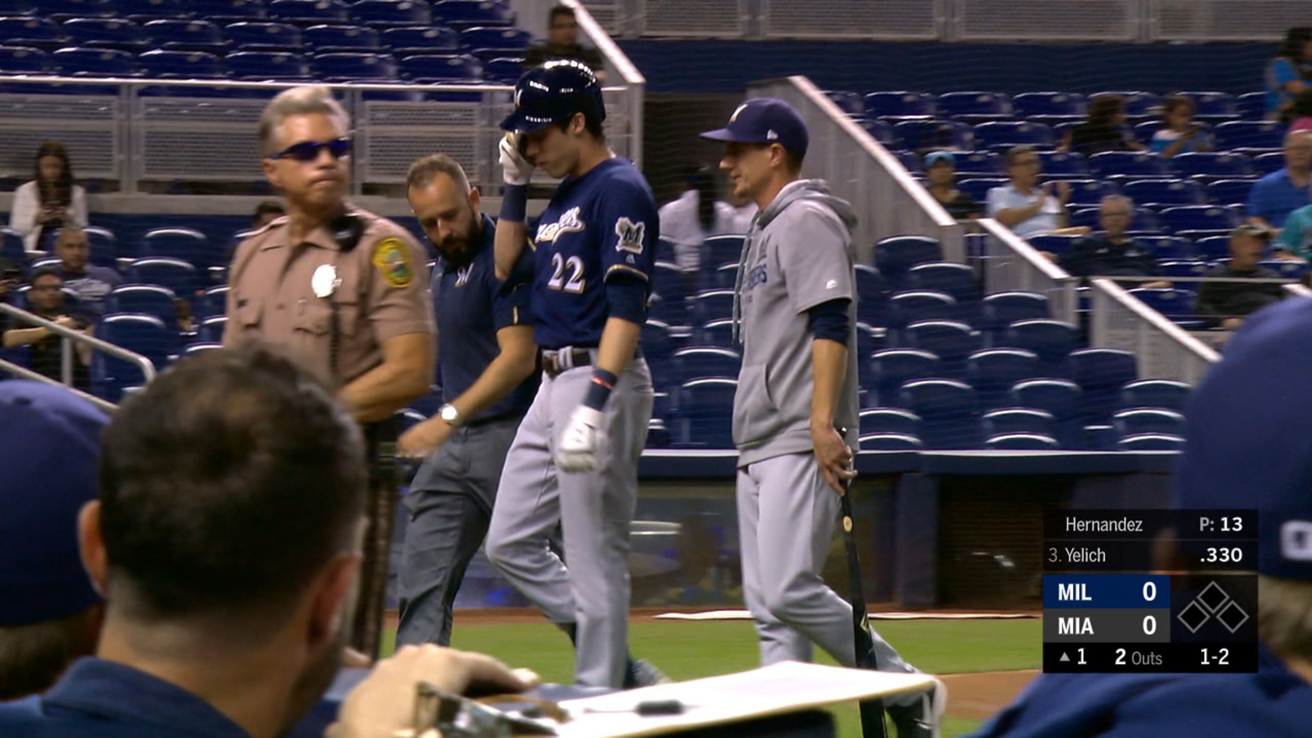 Brewers' Christian Yelich out for season with knee injury - The