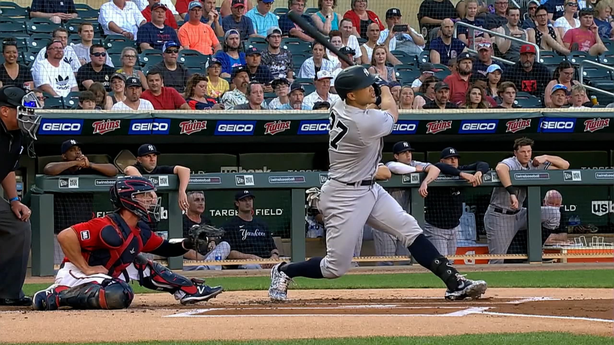 Giancarlo Stanton New York Yankees Game-Used #27 White Pinstripe Jersey vs.  Oakland Athletics on June 29 2022 - 1-3 HR 3 RBI R