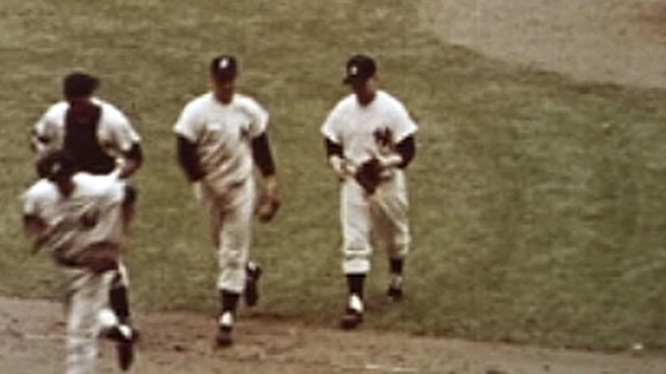 Whitey Ford, right, and Elston Howard of the New York Yankees pose