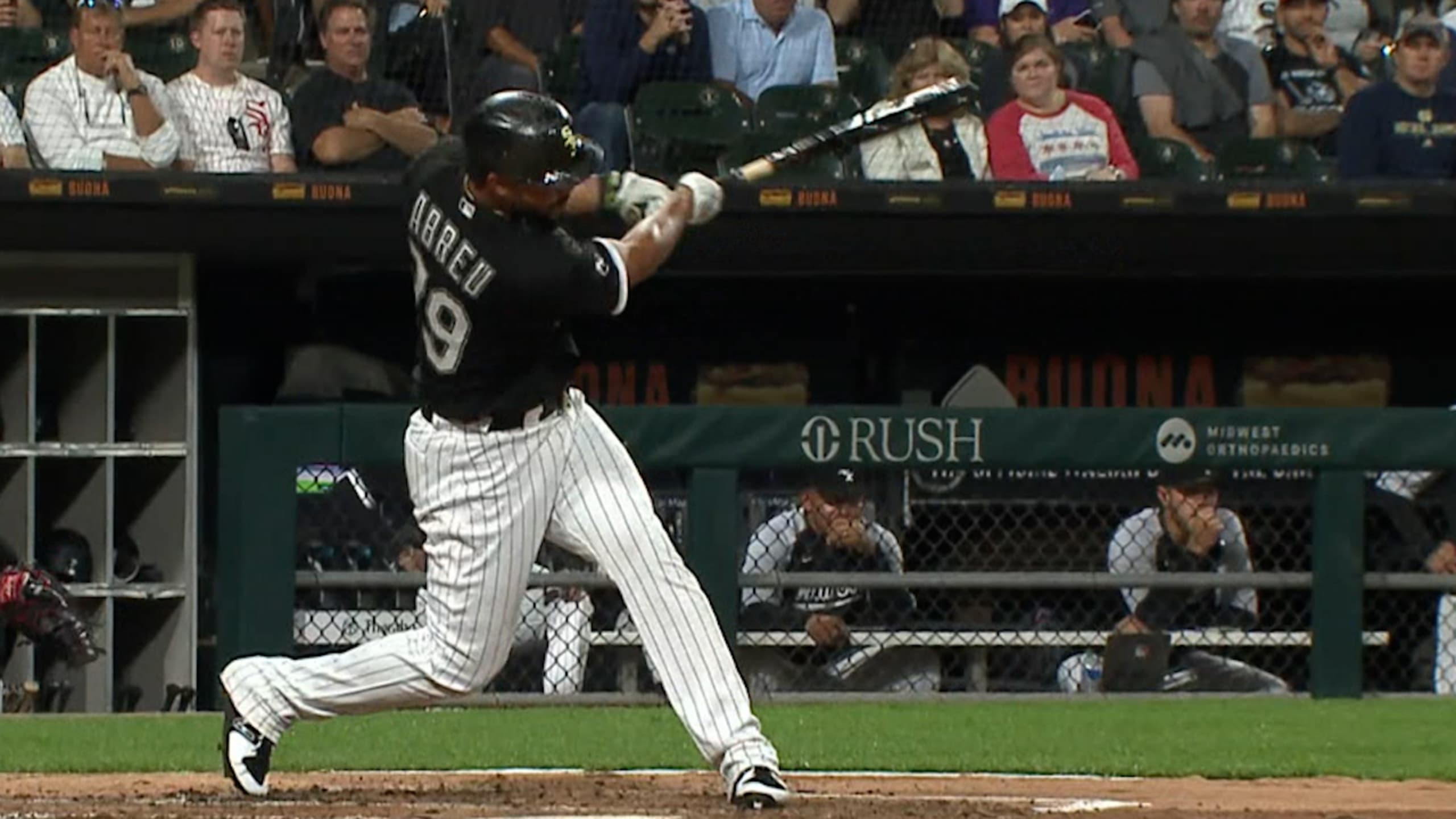 KANSAS CITY, MO - JULY 27: Chicago White Sox left fielder Eloy Jimenez (74)  celebrates as after hitting the game winning home run in the eighth inning  during a Major League Baseball