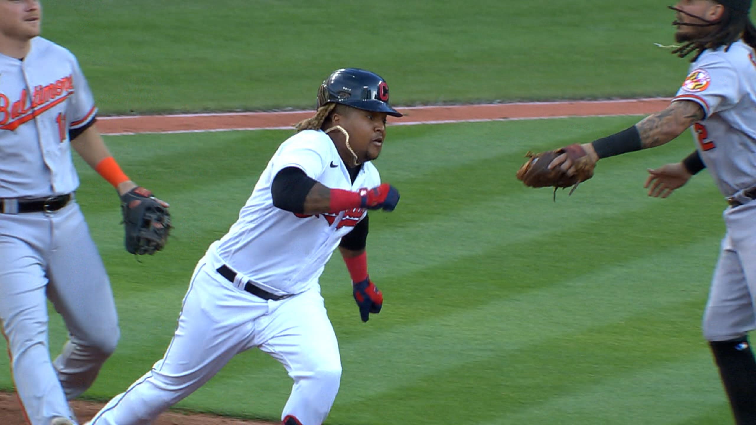 Cleveland, United States. 26th Apr, 2021. Cleveland Indians third baseman Jose  Ramirez hits a home run during an MLB regular season game against the  Minnesota Twins, Monday, April 26th, 2021, in Cleveland. (