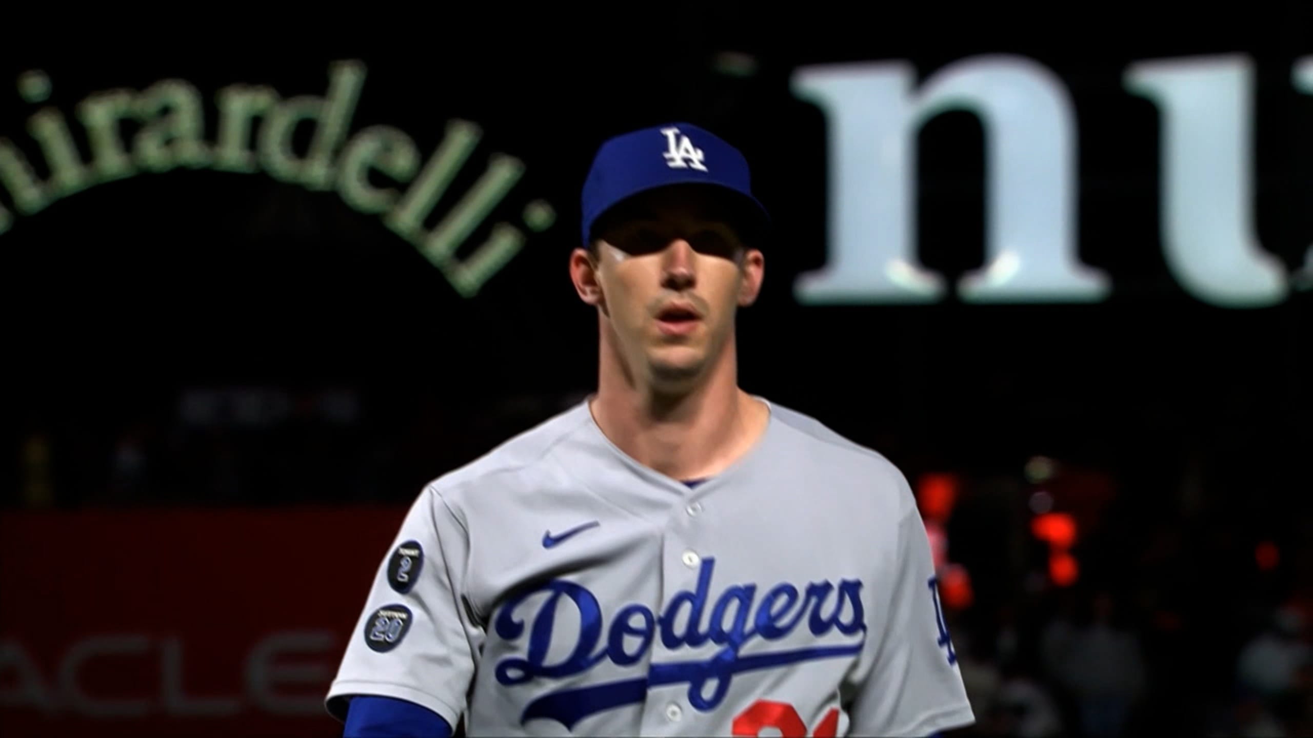 Walker Buehler Los Angeles Dodgers Unsigned Pitching Vertical Photograph