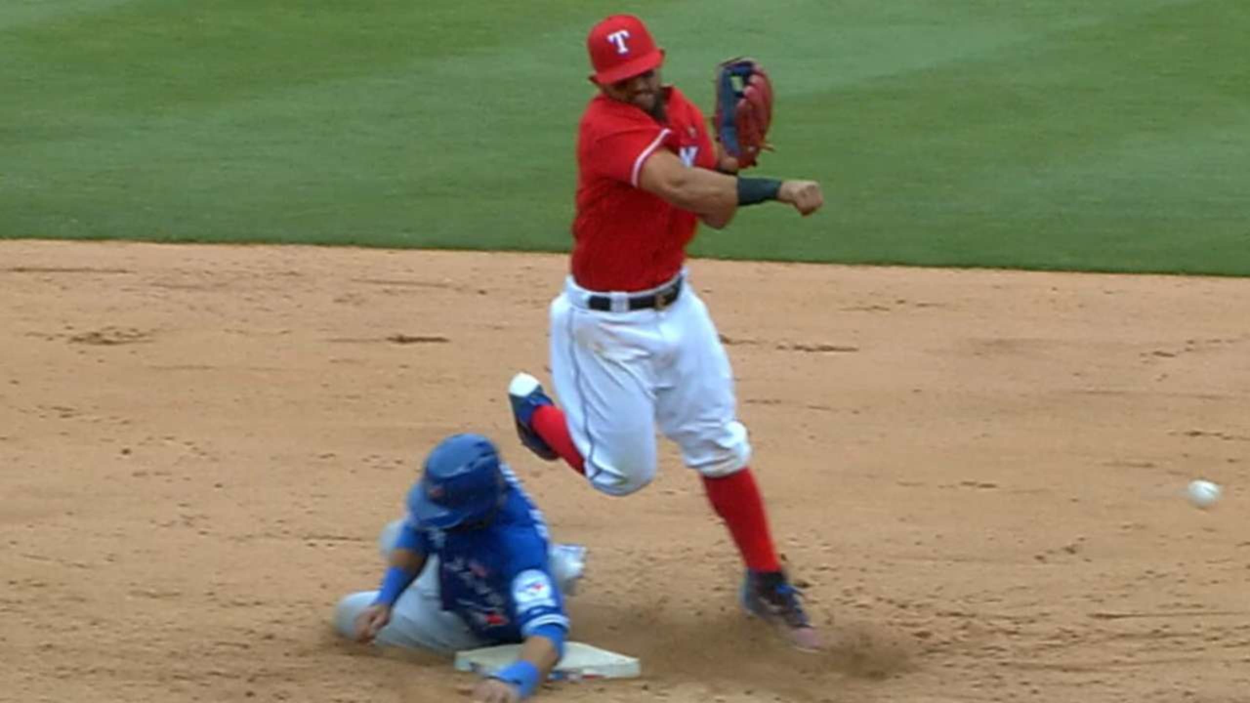 Mitch Moreland put now Boston Red Sox teammate Kevin Pillar in headlock  during Rougned Odor, Jose Bautista brawl four years ago today 