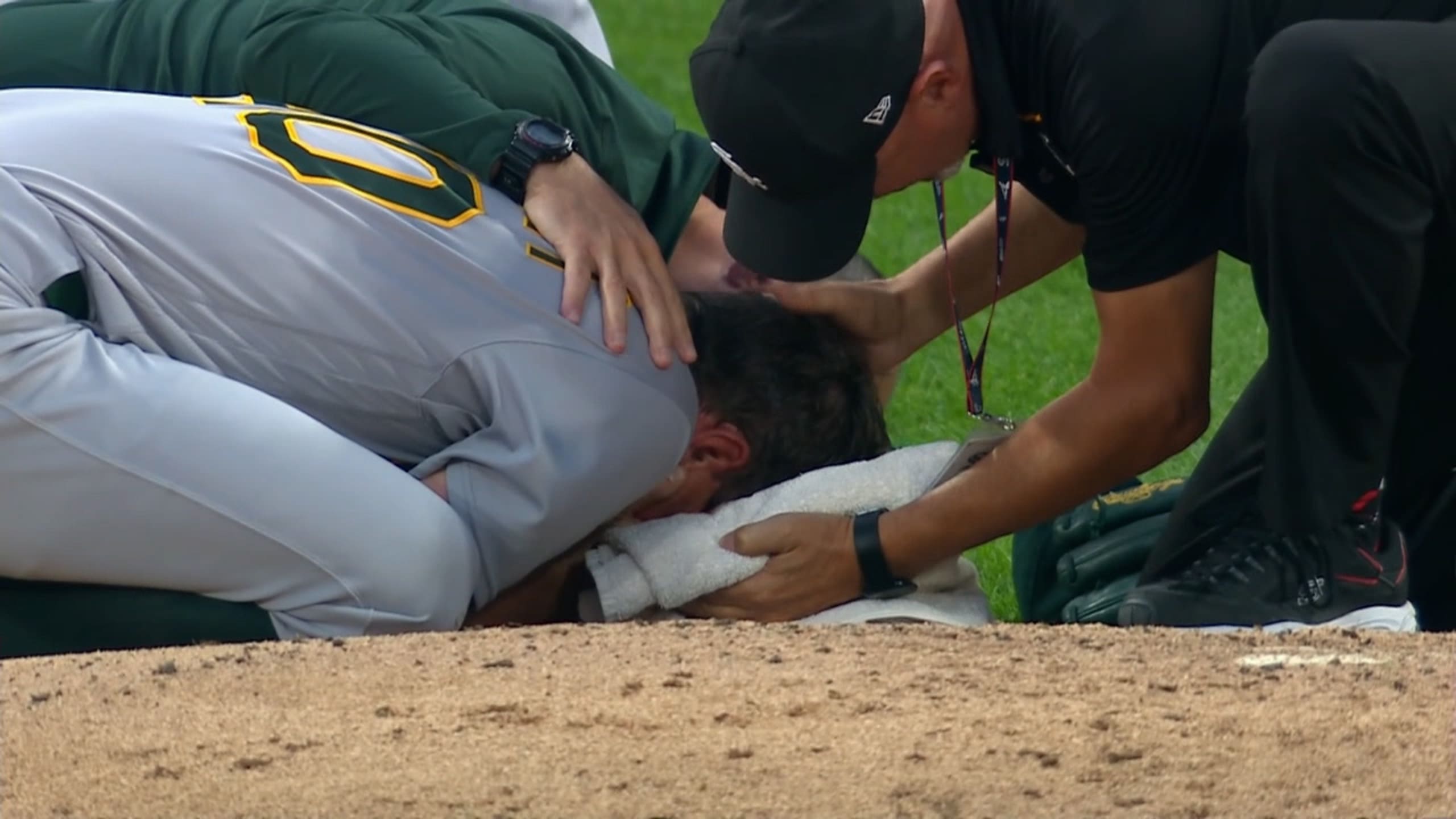 Chris Bassitt returns to Coliseum after line drive to face