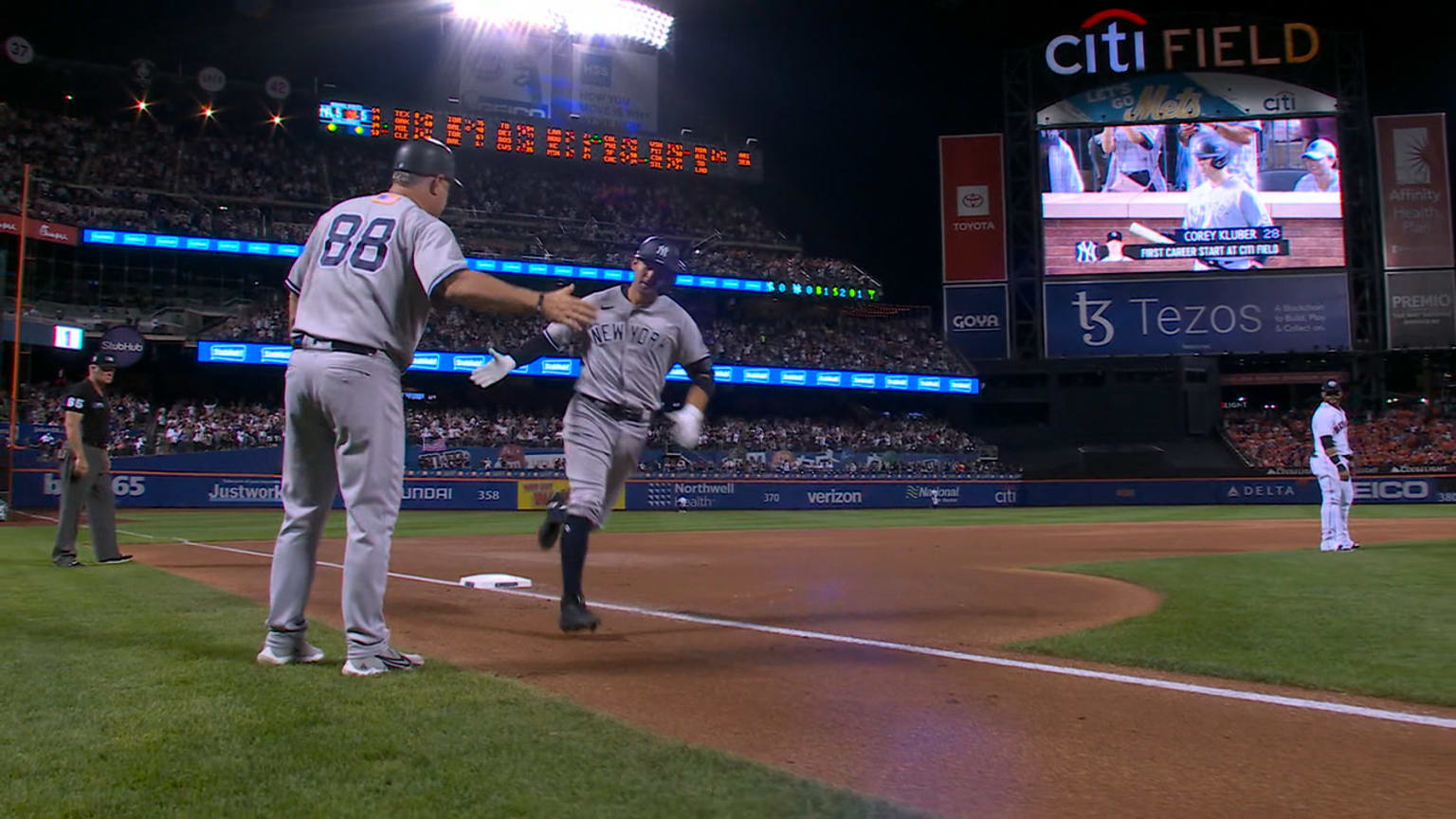 Kyle Higashioka drives a two-run home run to left