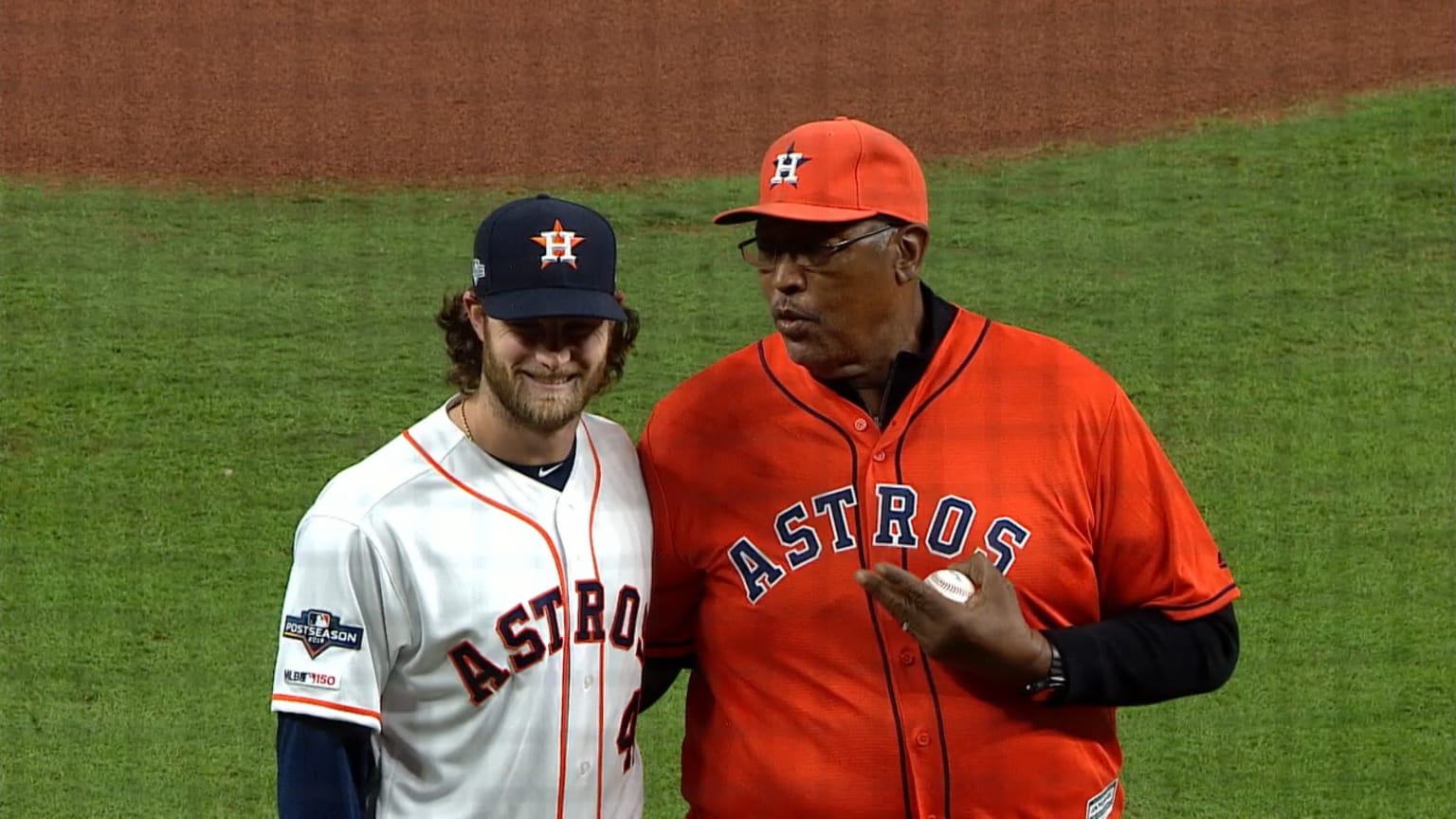 J.R. Richard throws first pitch, 10/12/2019