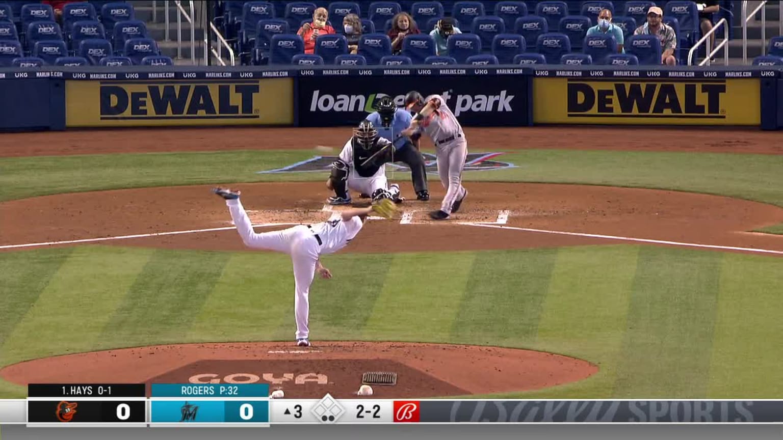 Duvall throws out Hays | 04/21/2021 | Miami Marlins