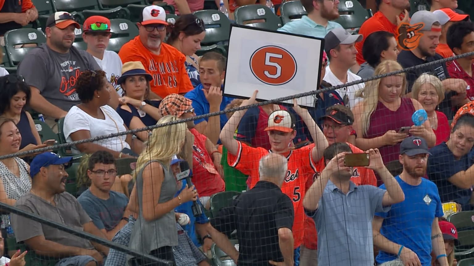 Brooks gives Brooks a baseball 07/16/2019 Baltimore Orioles