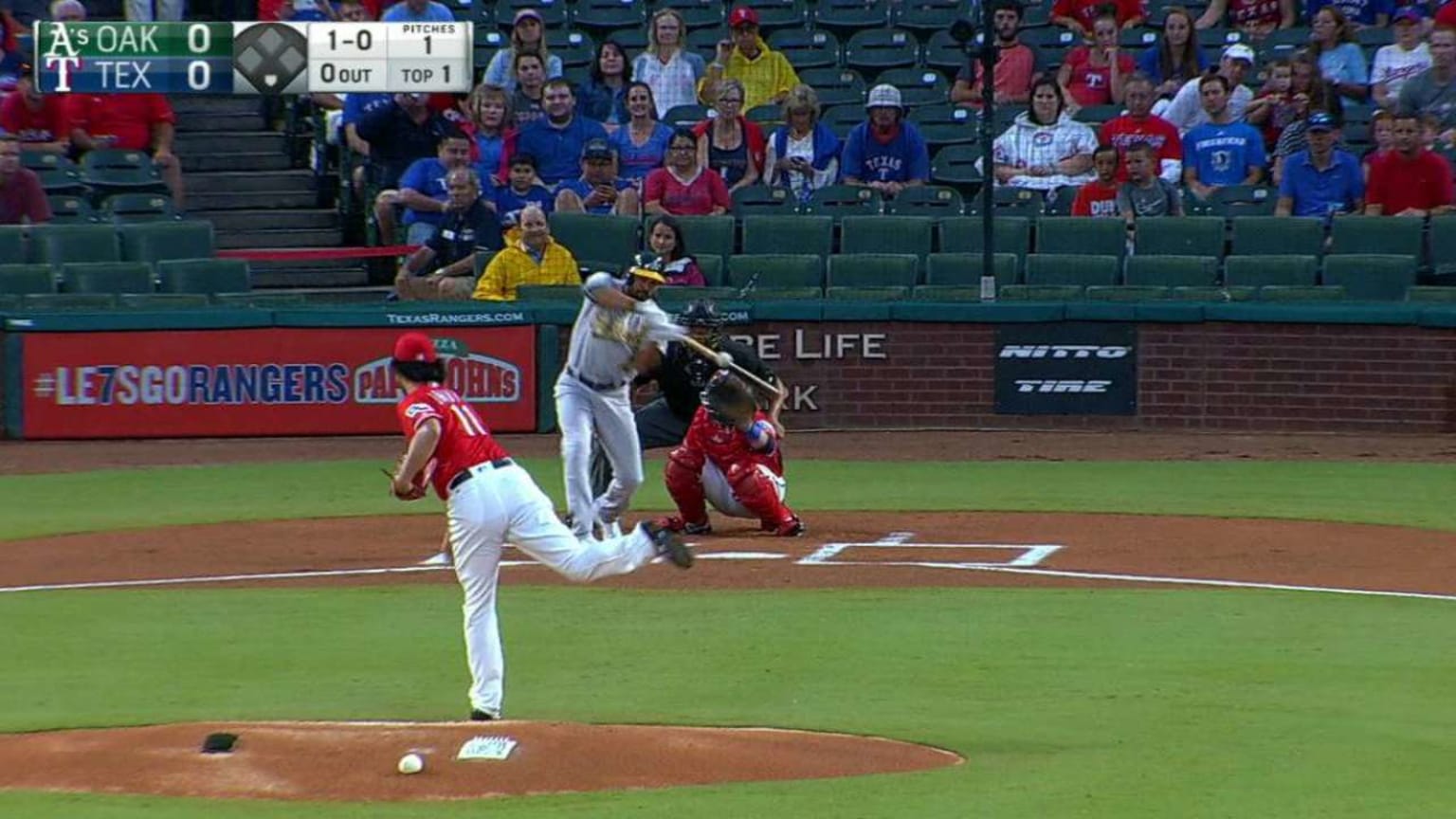 OAK@TEX: Crisp empieza el juego con jonrón | 17/08/2016 | Los Dodgers de Los Angeles