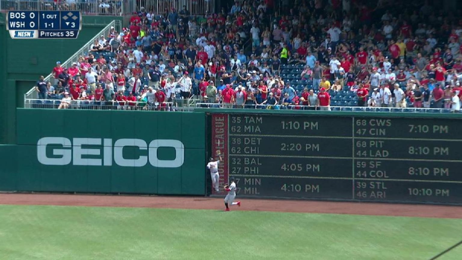 Jackie Bradley Jr. makes a jumping catch against the Guardians