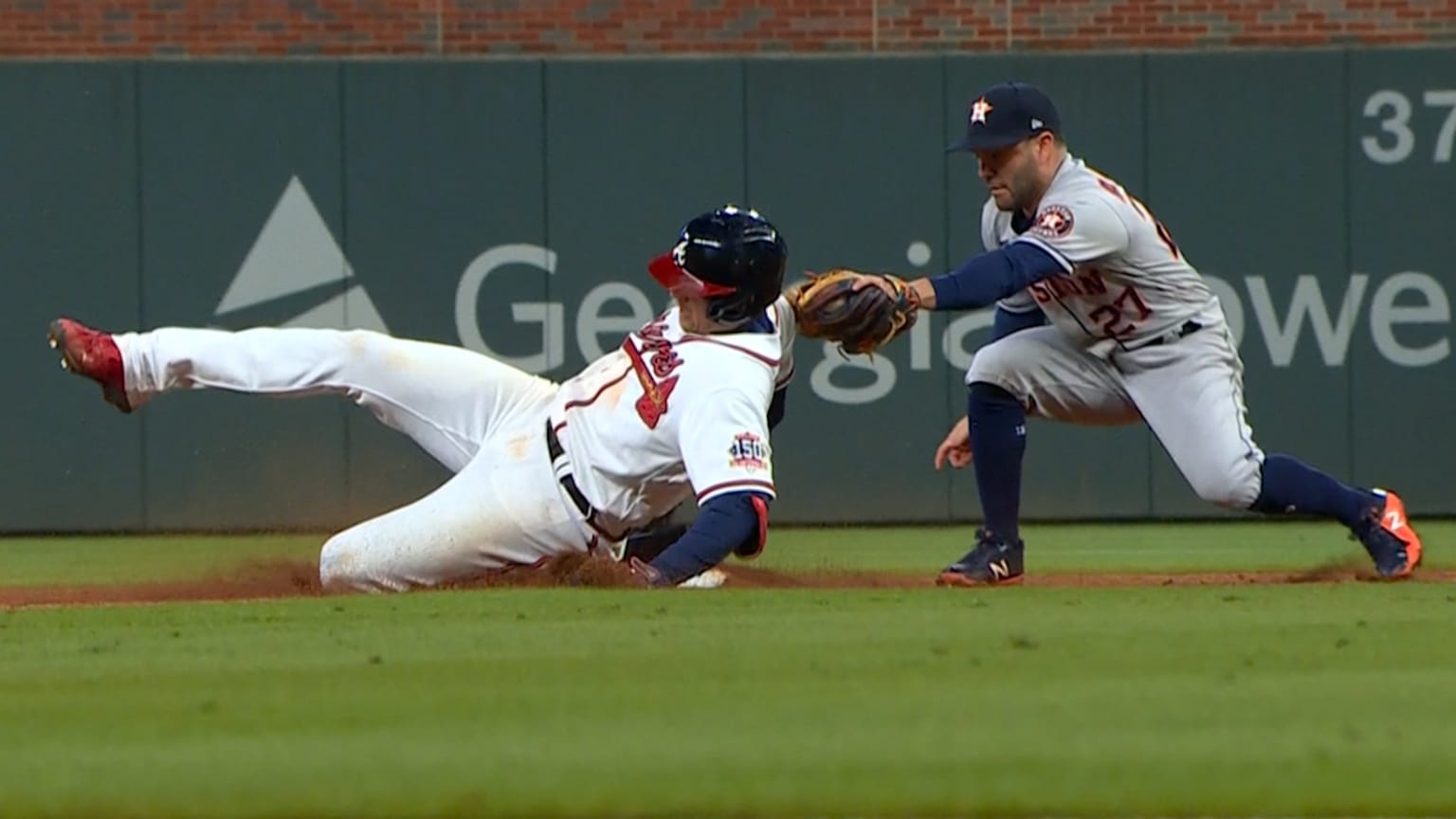 Austin Riley reaches second, call confirmed in 6th | 10/30/2021 ...