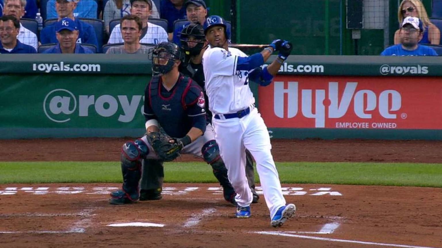 15 June 2016: Kansas City Royals left fielder Whit Merrifield (15) in a  divisional game between the Cleveland Indians and Kansas City Royals at  Kauffman Stadium in Kansas City, MO. (Photo by