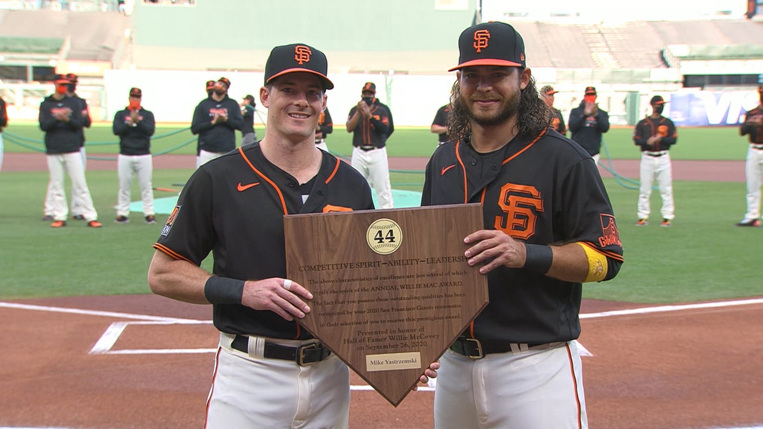 Mike Yastrzemski receives the Willie Mac Award 09/26/2020 San