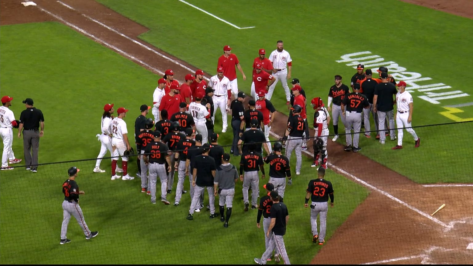 Benches clear after Santander HBP 07/29/2022 Baltimore Orioles