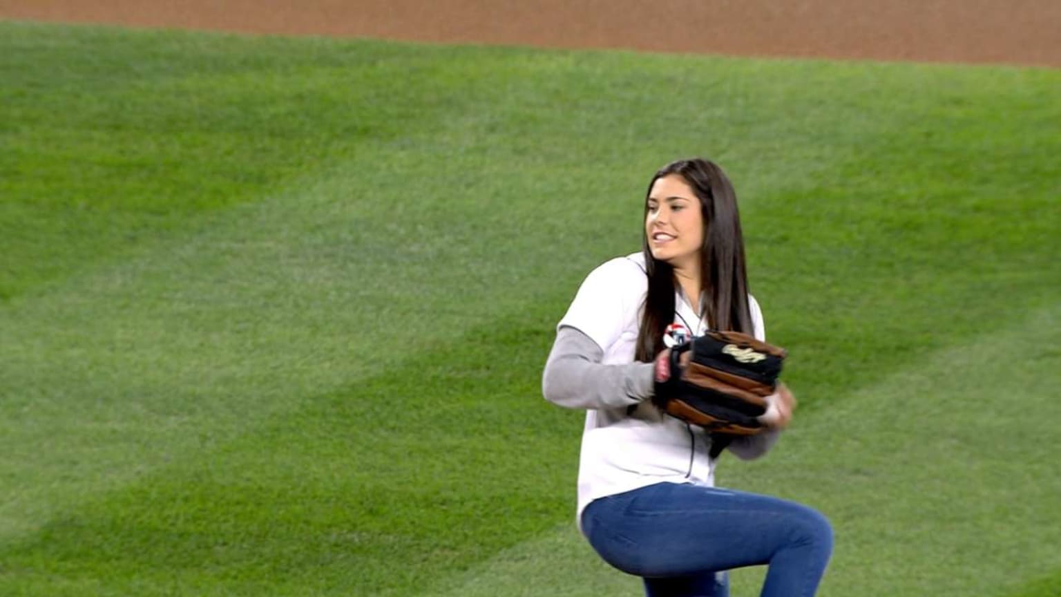 Kelsey Plum 1st pitch 05/15/2016 Seattle Mariners