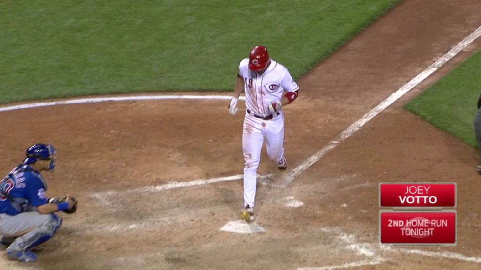 Joey Votto launches a solo home run to center field, his second of the game...