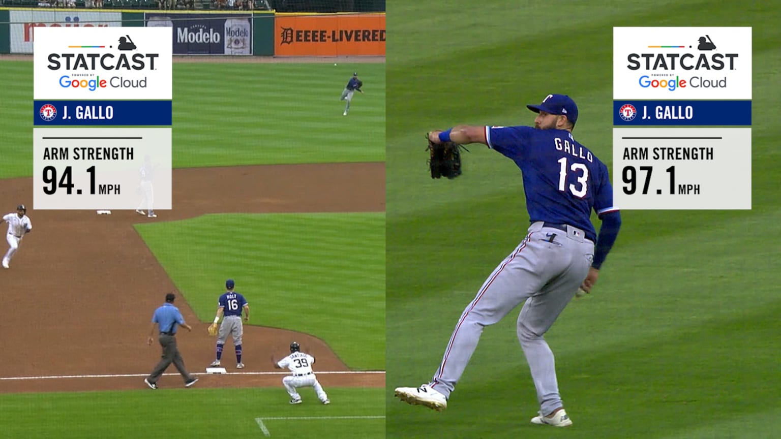 Gallo's pair of outfield assists 07/19/2021 Houston Astros