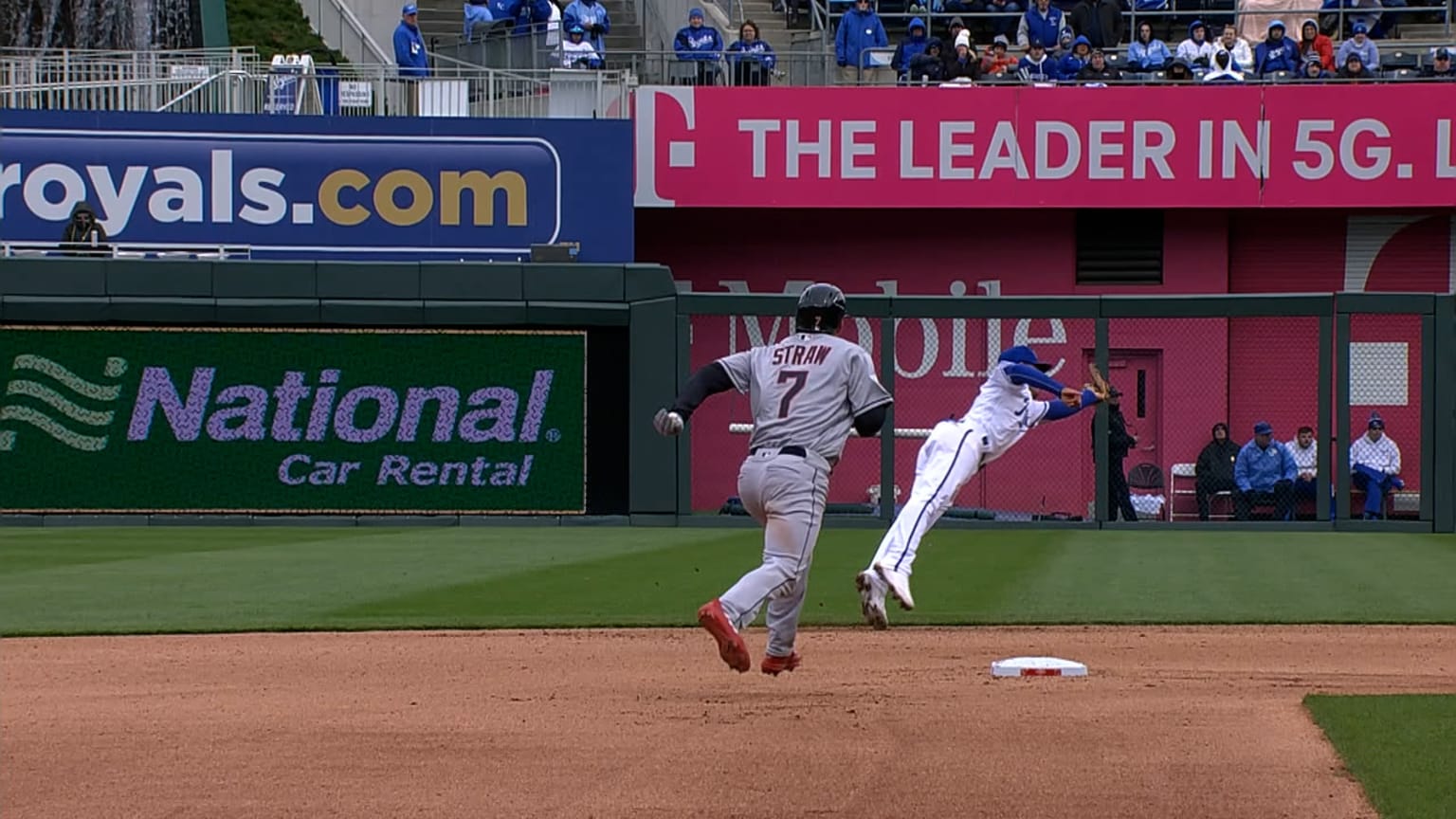 Nicky Lopez makes a diving catch against the Guardians., The Nicky Lopez  2022 Gold Glove campaign begins now. #OpeningDay // #TogetherRoyal, By  Kansas City Royals