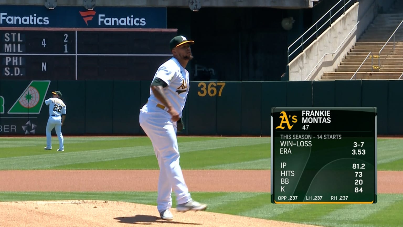 A's Frankie Montas strikes out 10 in near-complete game vs. Tigers