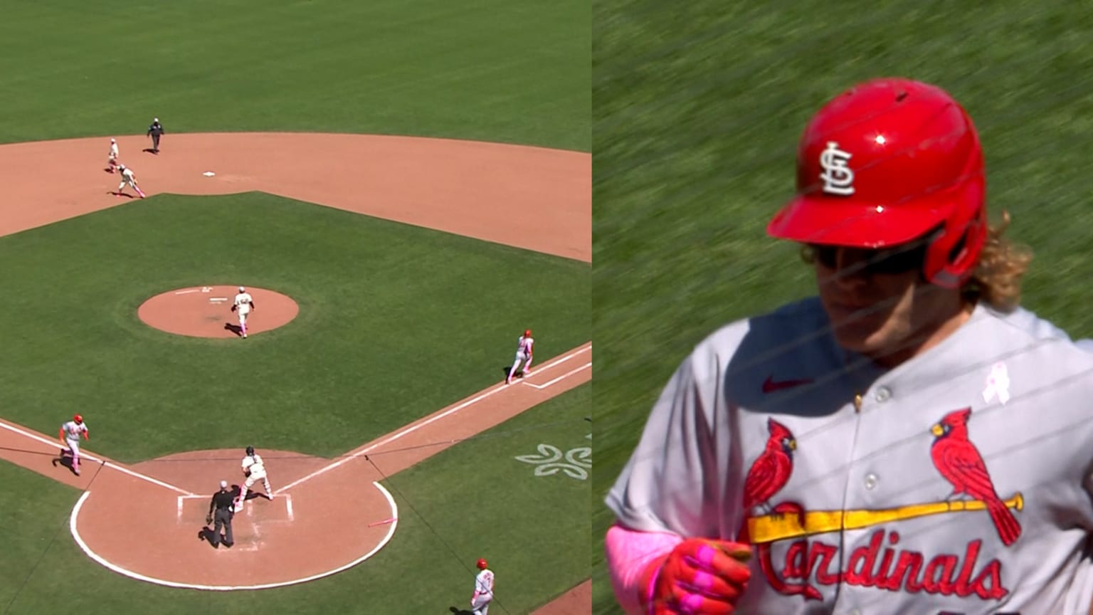 Harrison Bader taps an RBI groundout to short | 05/08/2022 | St. Louis ...
