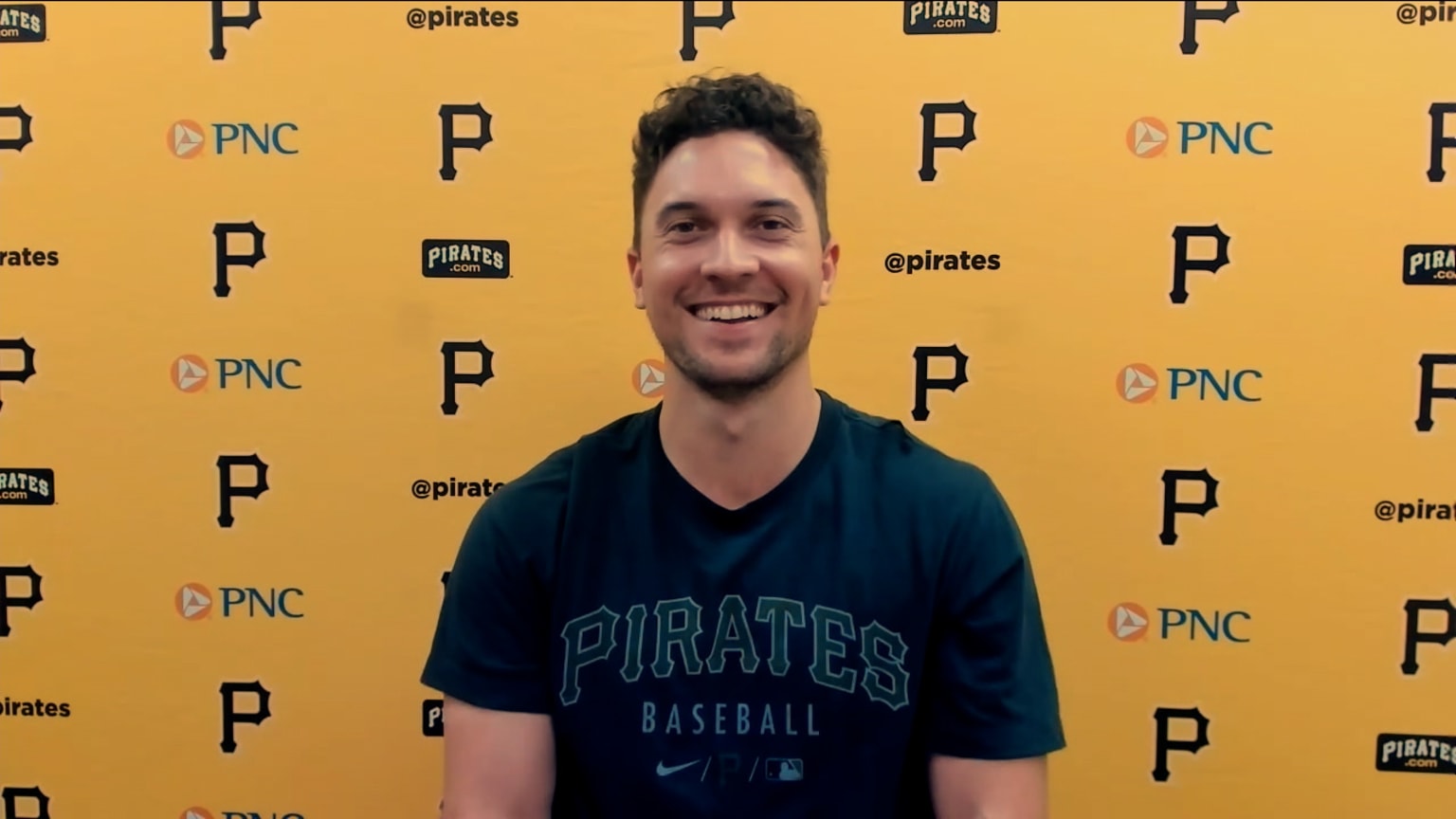 PITTSBURGH, PA - JULY 17: Pittsburgh Pirates second baseman Adam Frazier  (26) smiles as he looks on in an inter-squad scrimmage during the Pirates  Summer Camp at PNC Park on July 17