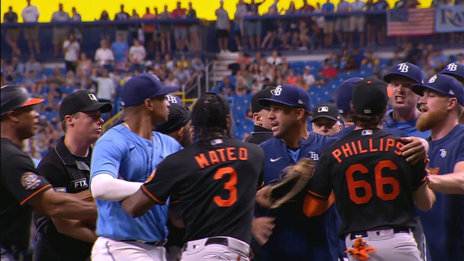 Orioles and Rays benches clear after Chirinos' K 08/13/2022 Baltimore Orioles