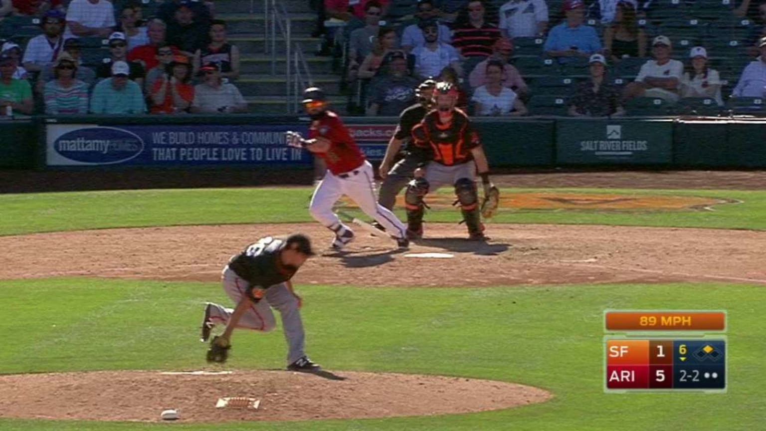 SF@ARI: Roth nabs Pridie after fielding comebacker | 03/11/2017 | MLB.com