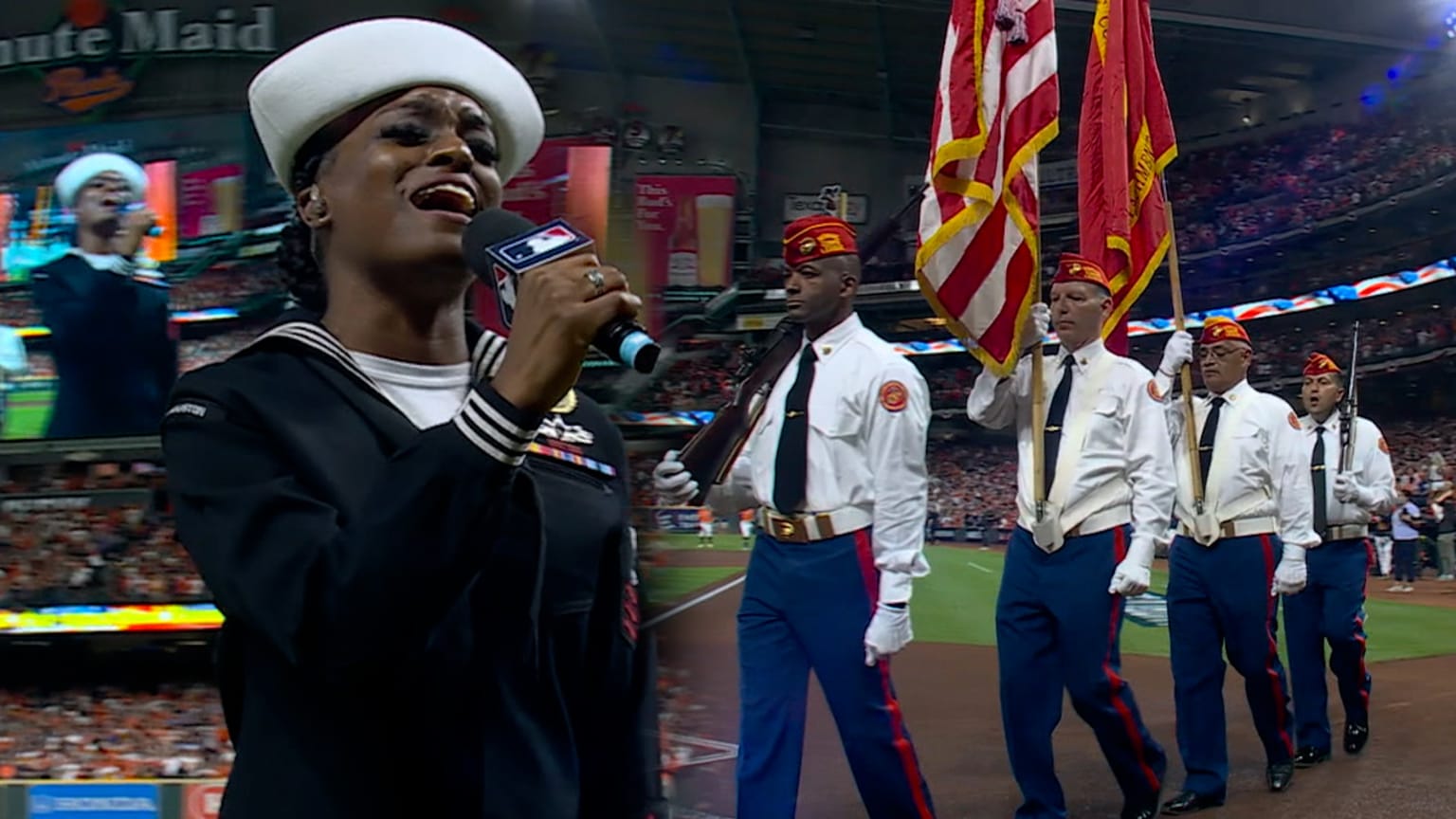 Giavanni Walker sings national anthem before Game 2 10/27/2021