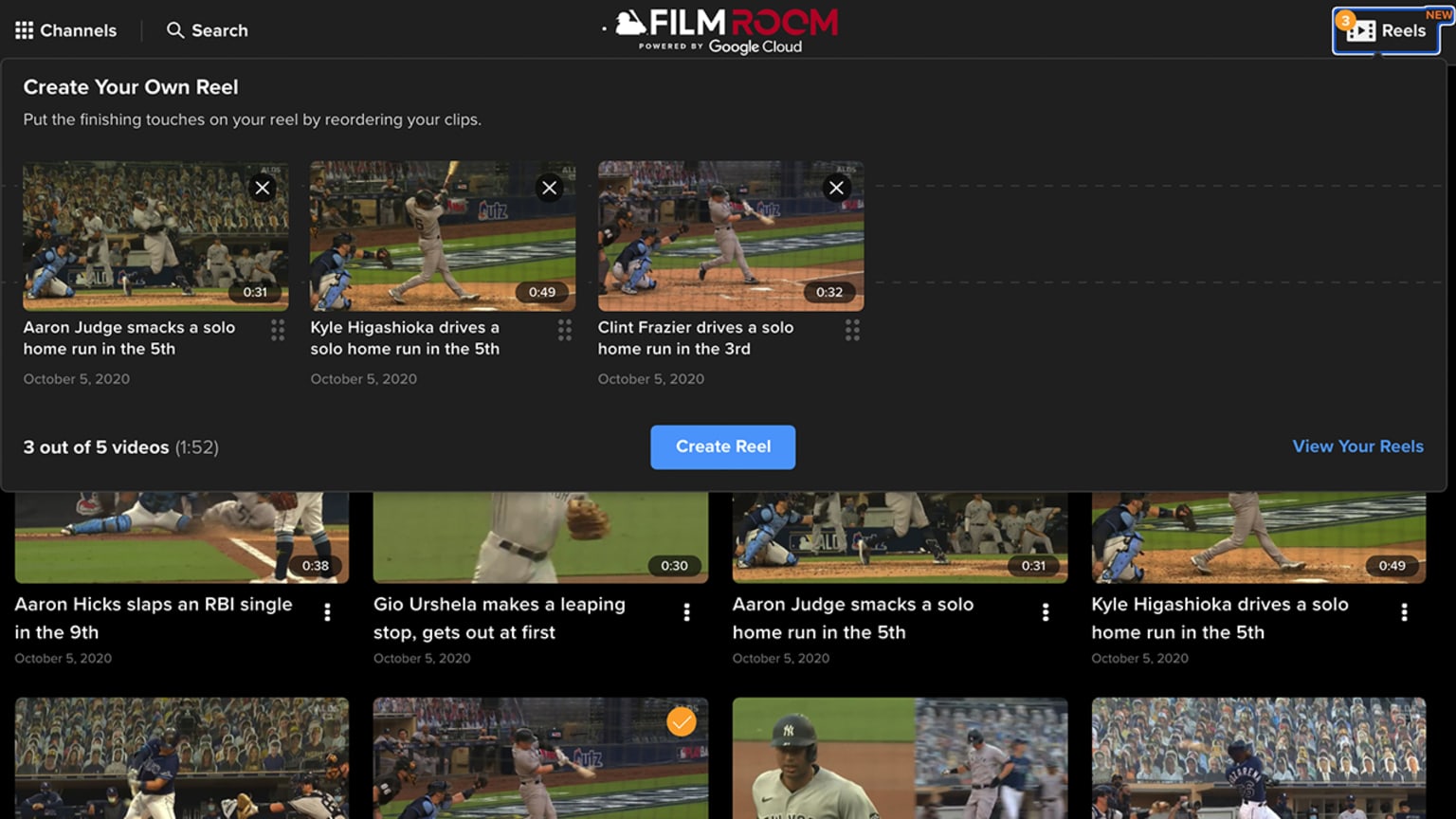 Creating reels with Film Room