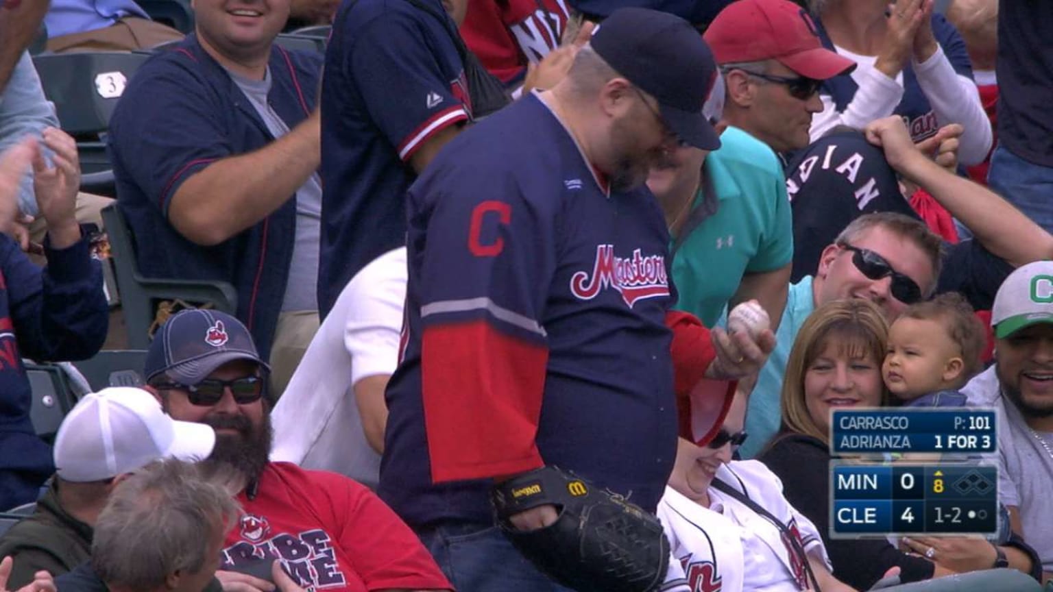 Fan flashes the leather 09/28/2017 San Diego Padres
