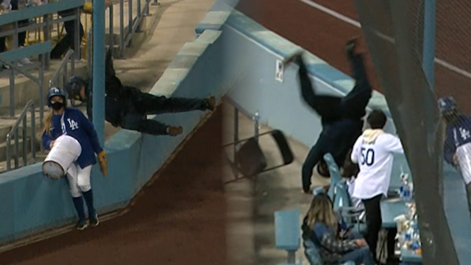 Dodgers Ball Boy Dives In Stands 04 27 21 Los Angeles Dodgers