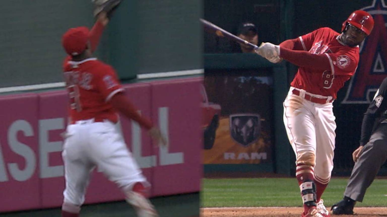 ATL@LAA Young Jr. saca a relucilr su guante y bate | 31/05/2017 | Lasmayores.com->