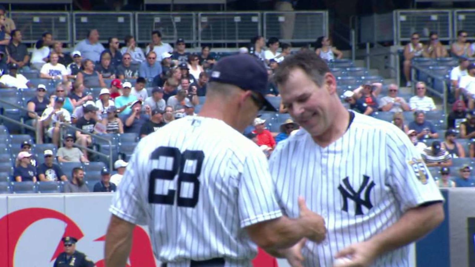 TB@NYY: Wetteland tosses the ceremonial first pitch | 08/13/2016 ...