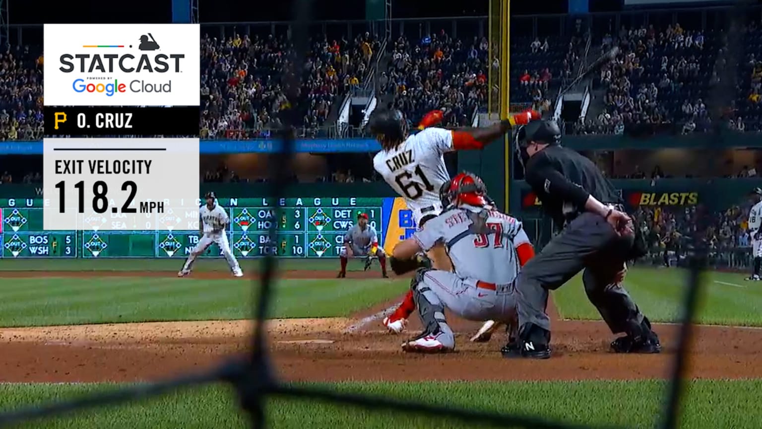 Oneil Cruz rockets 118.2 mph single in MLB debut | 10/02/2021 ...