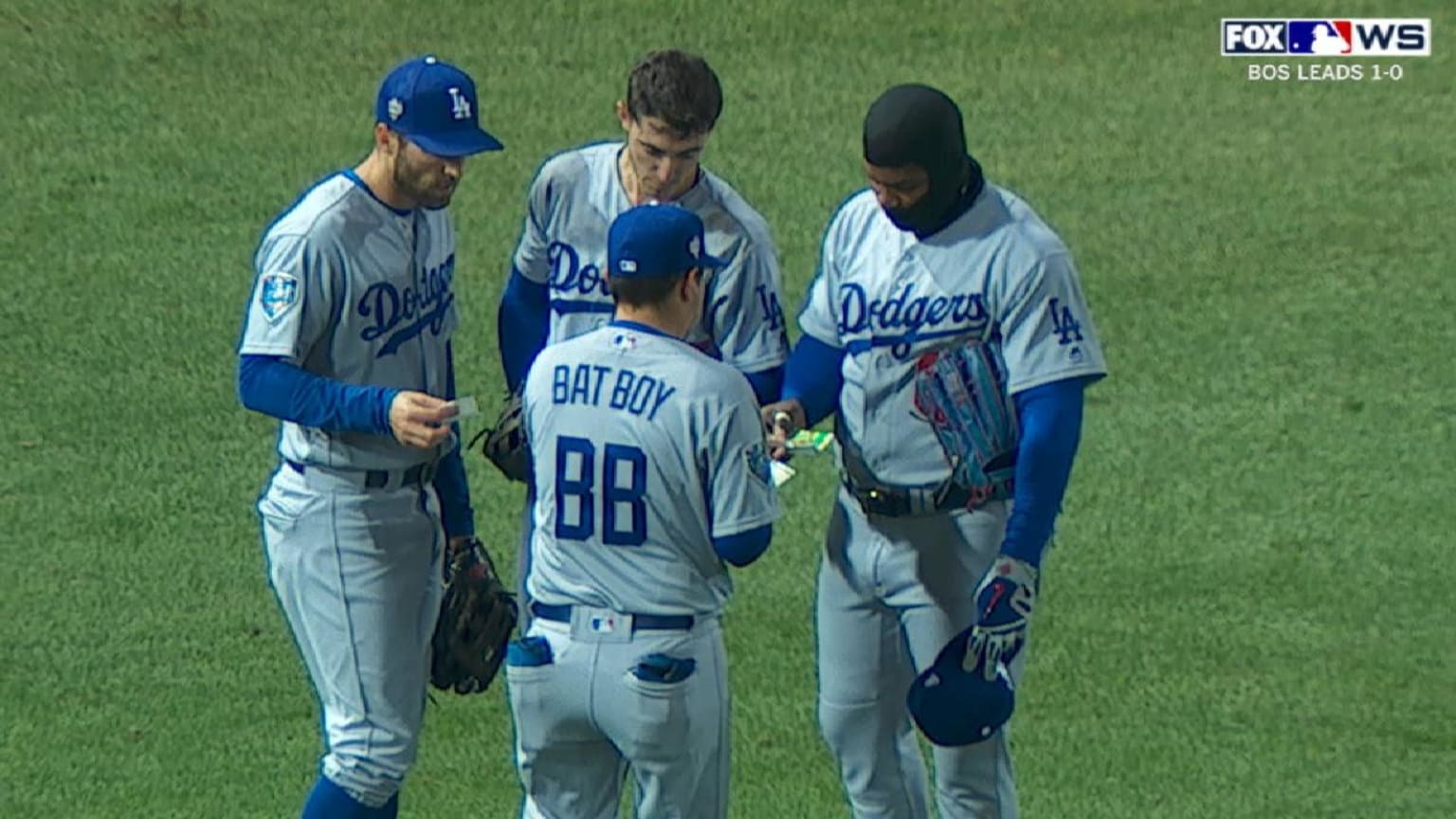 Bat boy gives out spray charts 10/24/2018 Los Angeles Dodgers