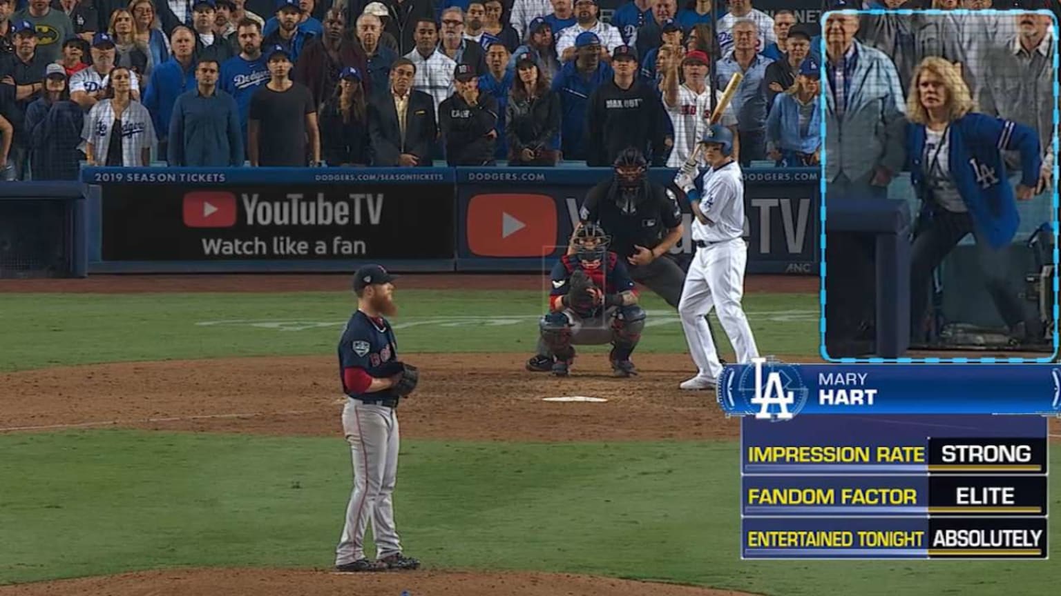 Statcast Blooper Mary Hart's Kimbrel impression 10/27/2018 Los