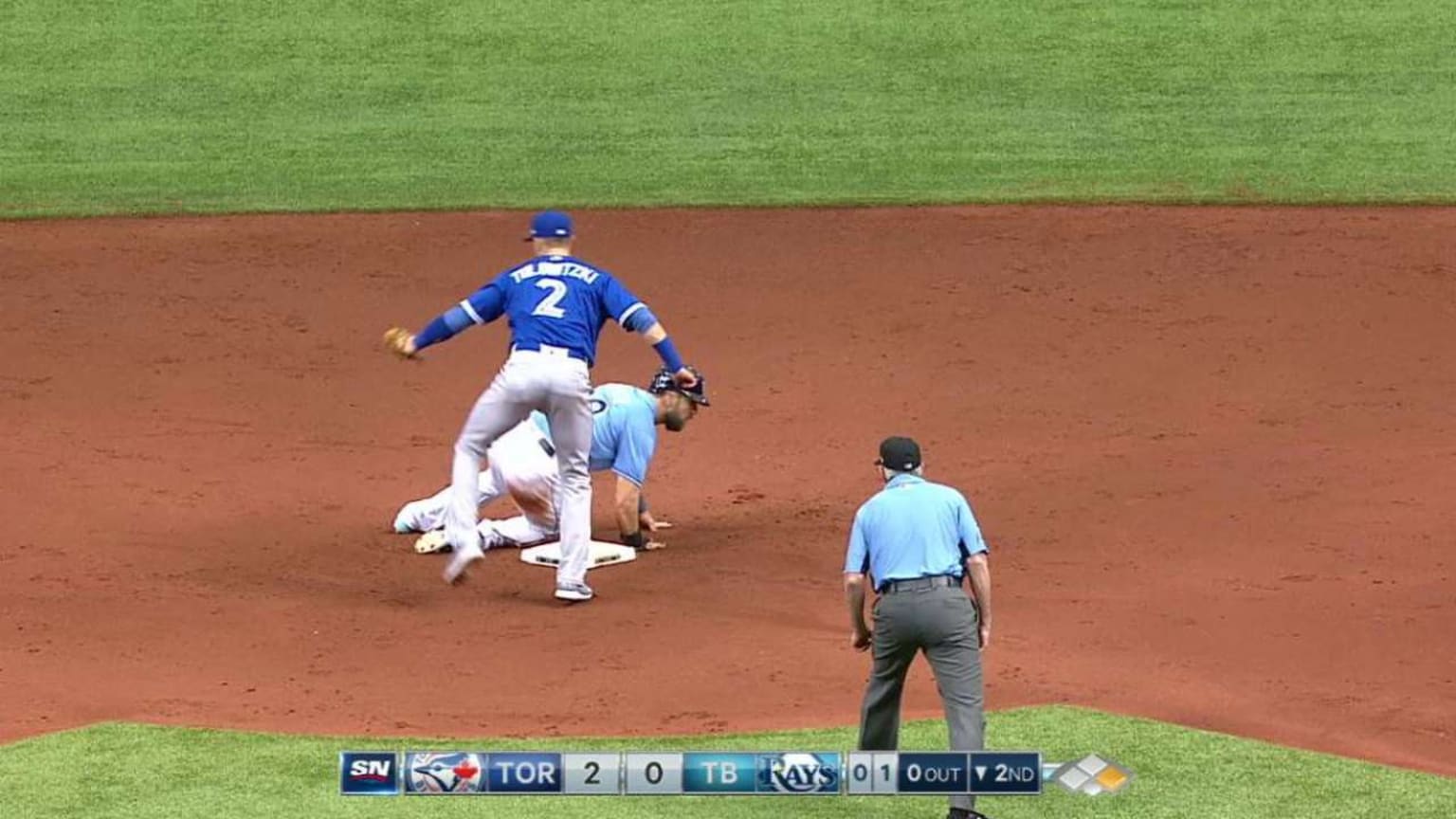Benches clear after hard slide 04/09/2017 Toronto Blue Jays