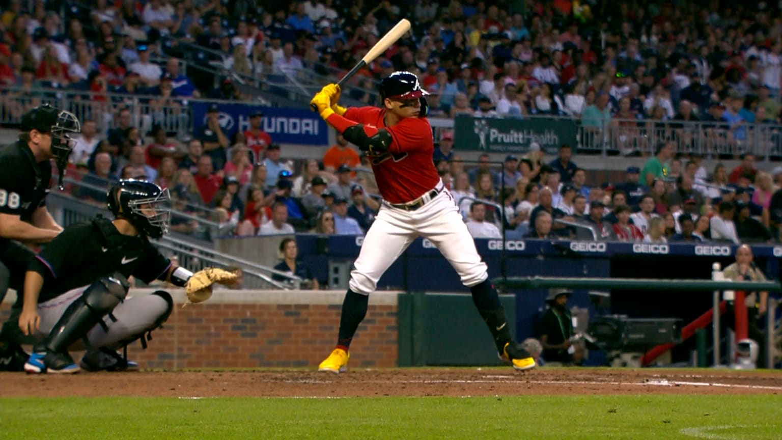 ATLANTA, GA - MAY 28: William Contreras (24) bats during the