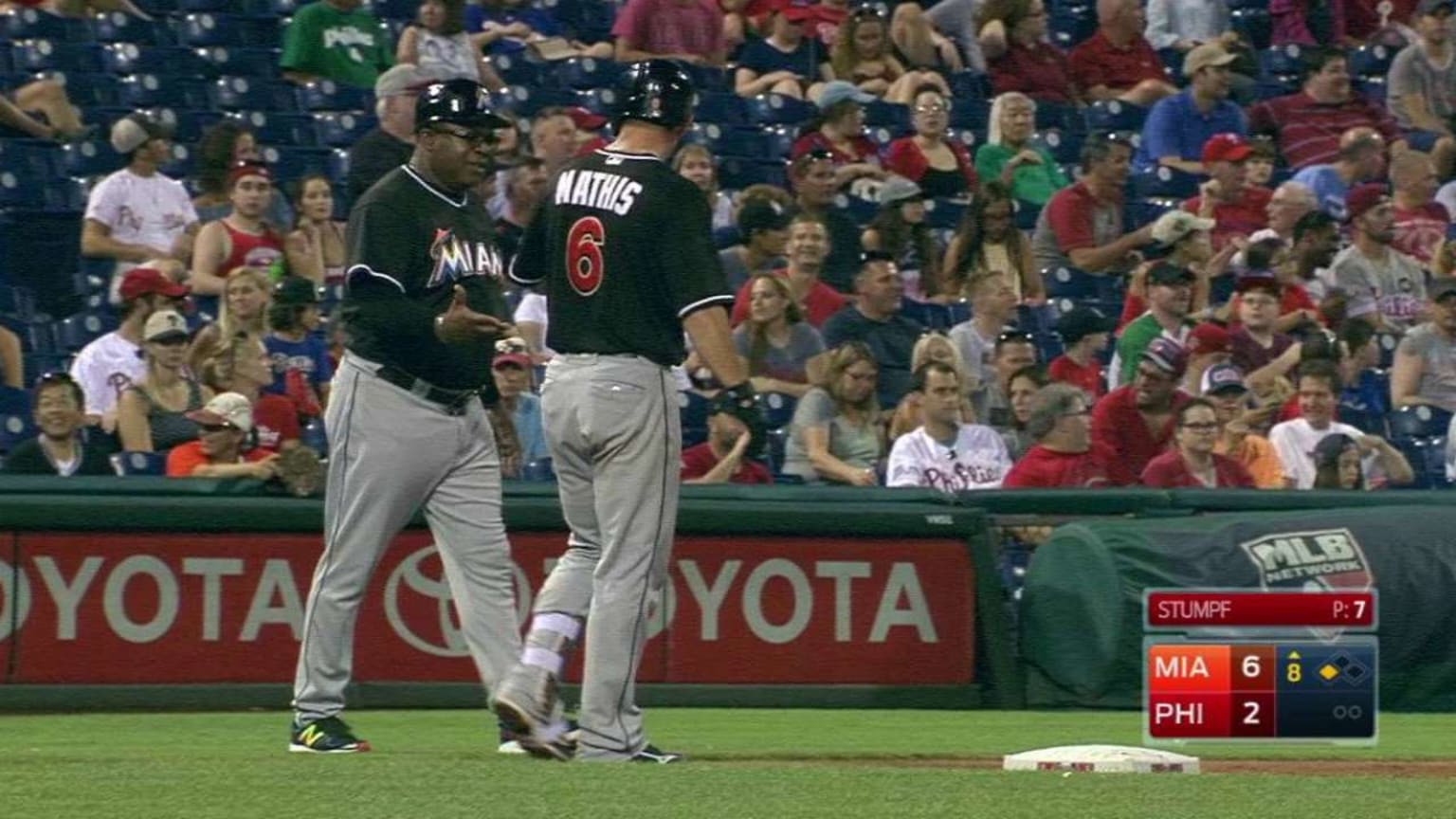 MIA@PHI: Mathis picks up first three-bagger of season | 07/21/2016 ...