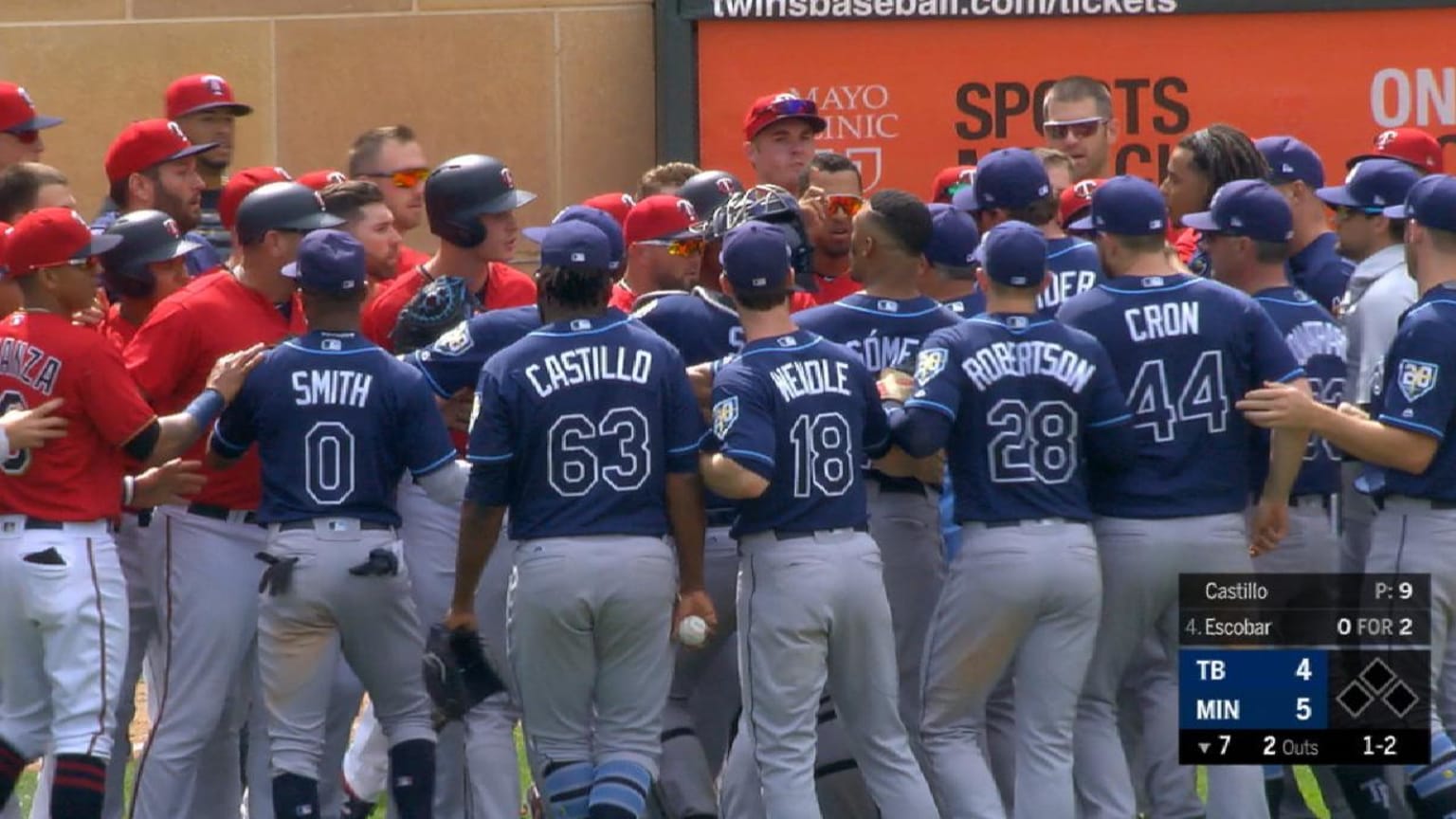 Rays, Twins benches clear 07/15/2018 Minnesota Twins