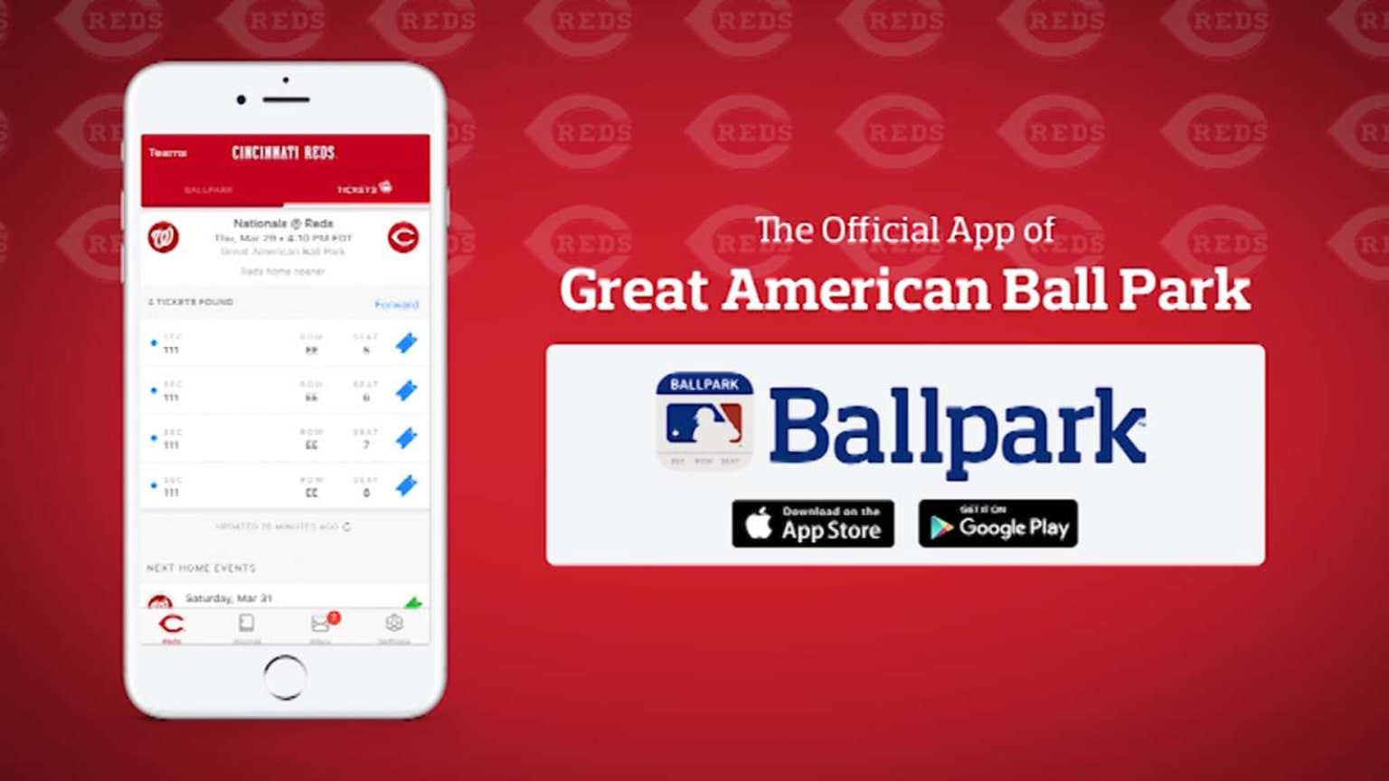 Reds tickets in the MLB Ballpark 03/14/2018 Cincinnati Reds