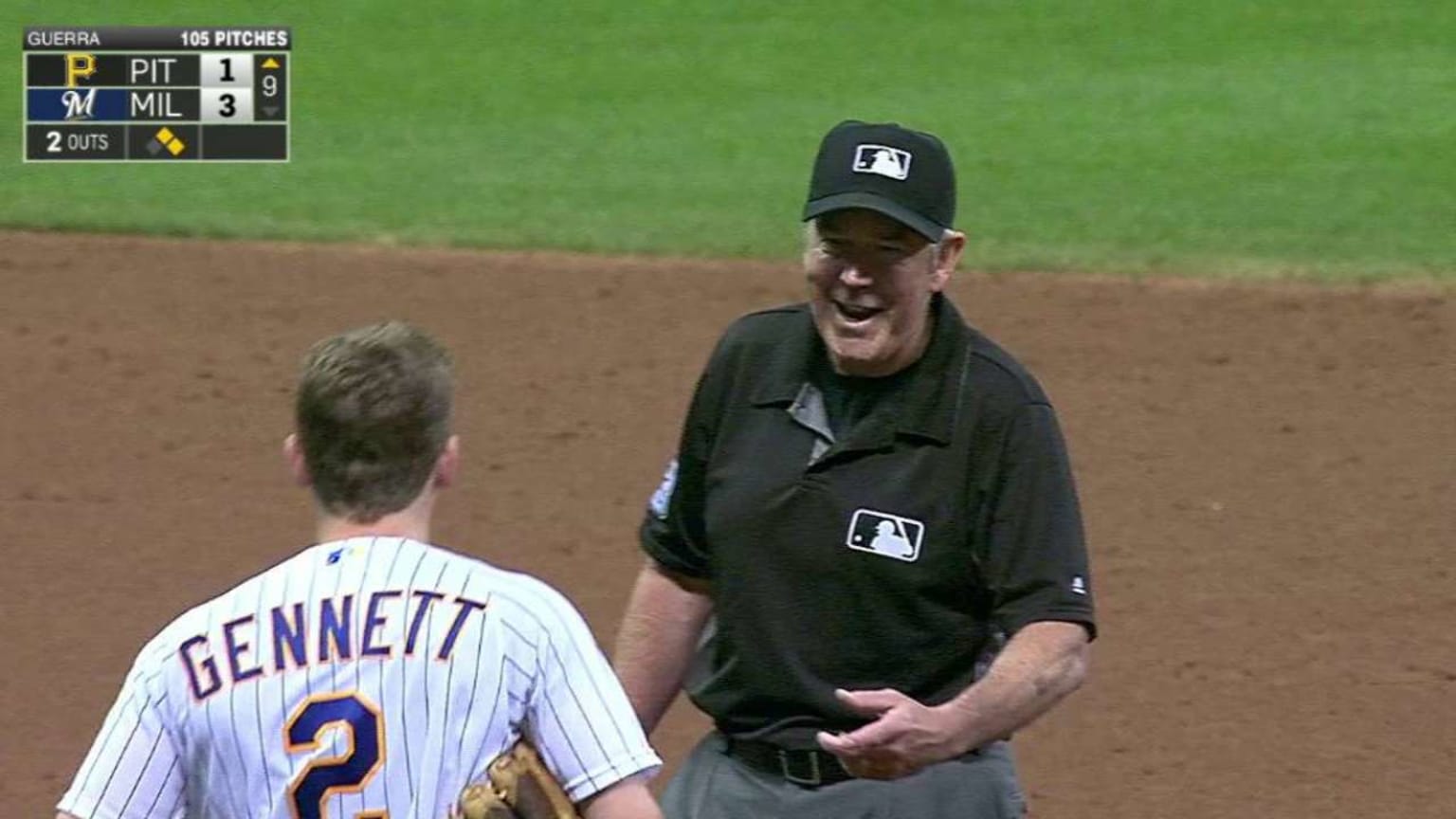 Marte's single strikes umpire | 07/29/2016 | MLB.com