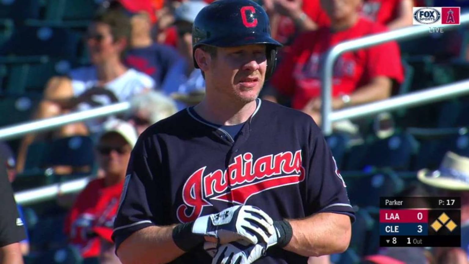LAA@CLE: Hanigan rips an RBI single to left field | 03/14/2018 | MLB.com